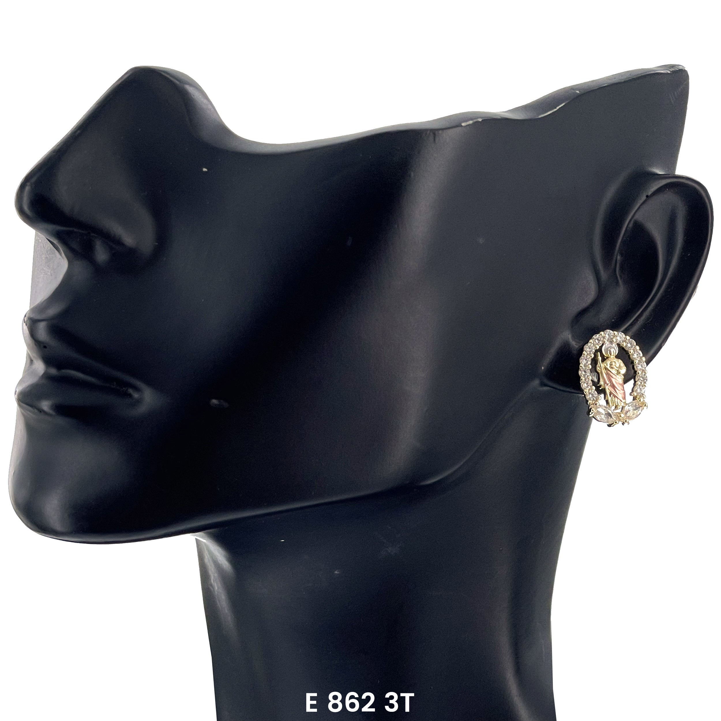 San Judas Stud Earrings E 862 3T