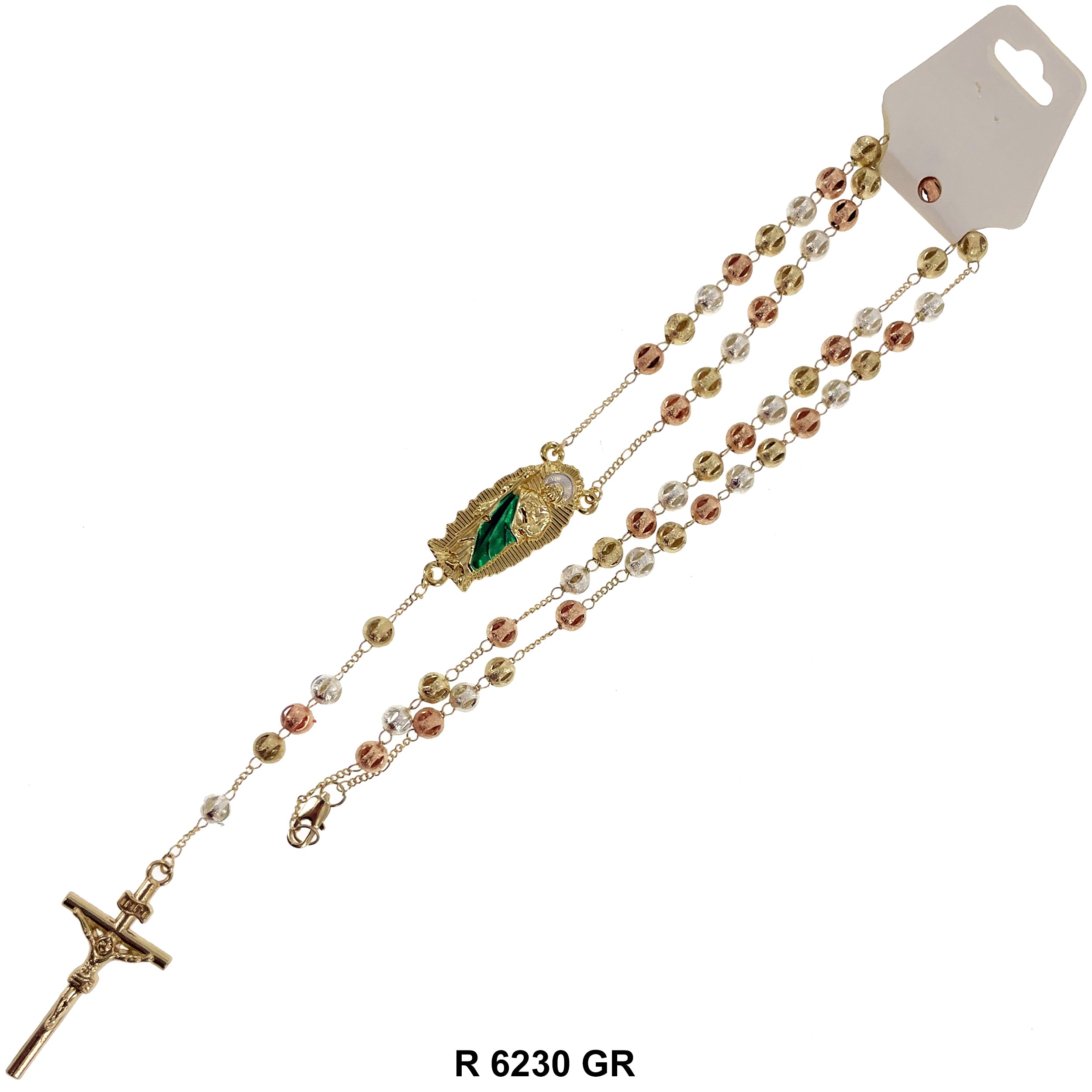 6 MM San Judas Sphere Beads Rosary R 6230 GR