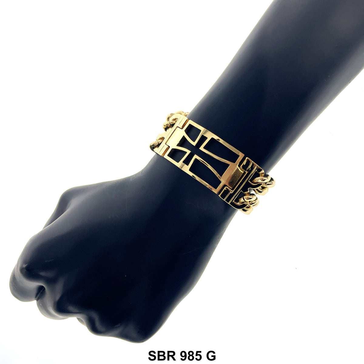 Stainless Steel Double Chain Bracelet SBR 985 G Kaashusa