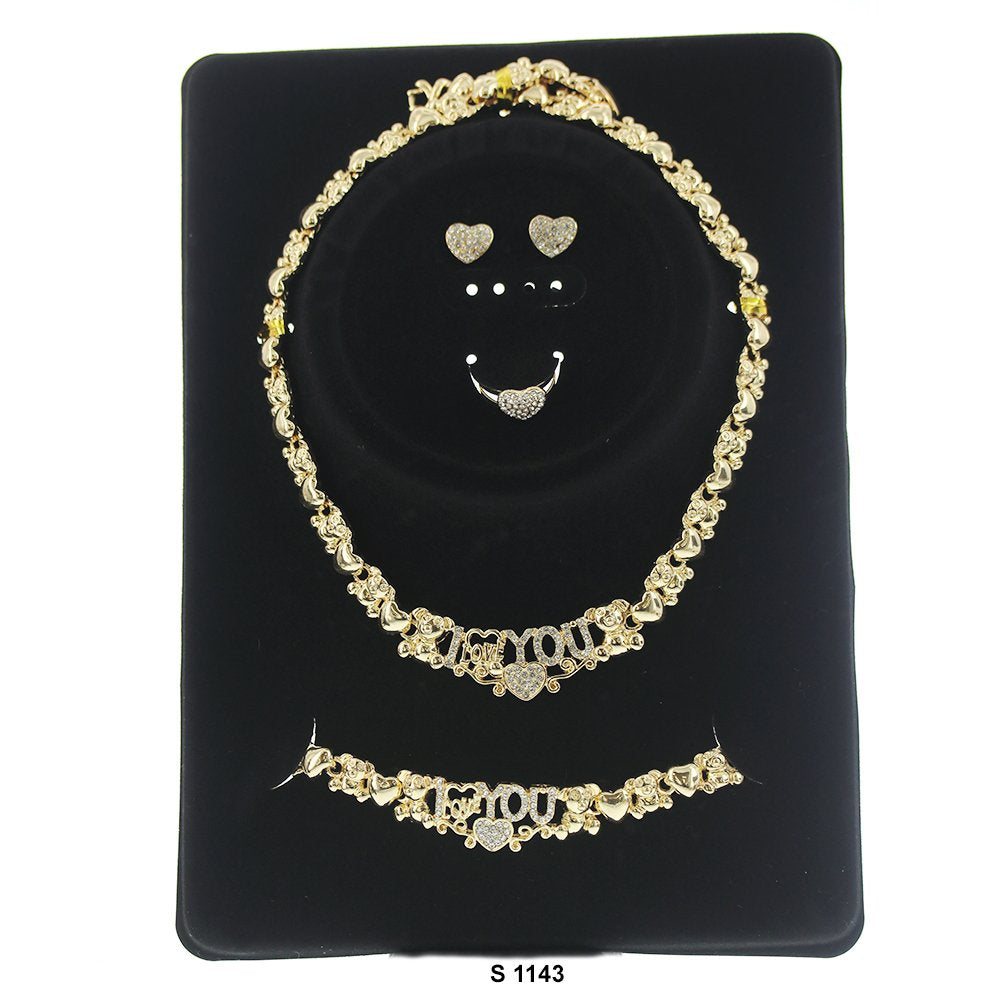 Teddy Bear Heart Necklace Set S 1143