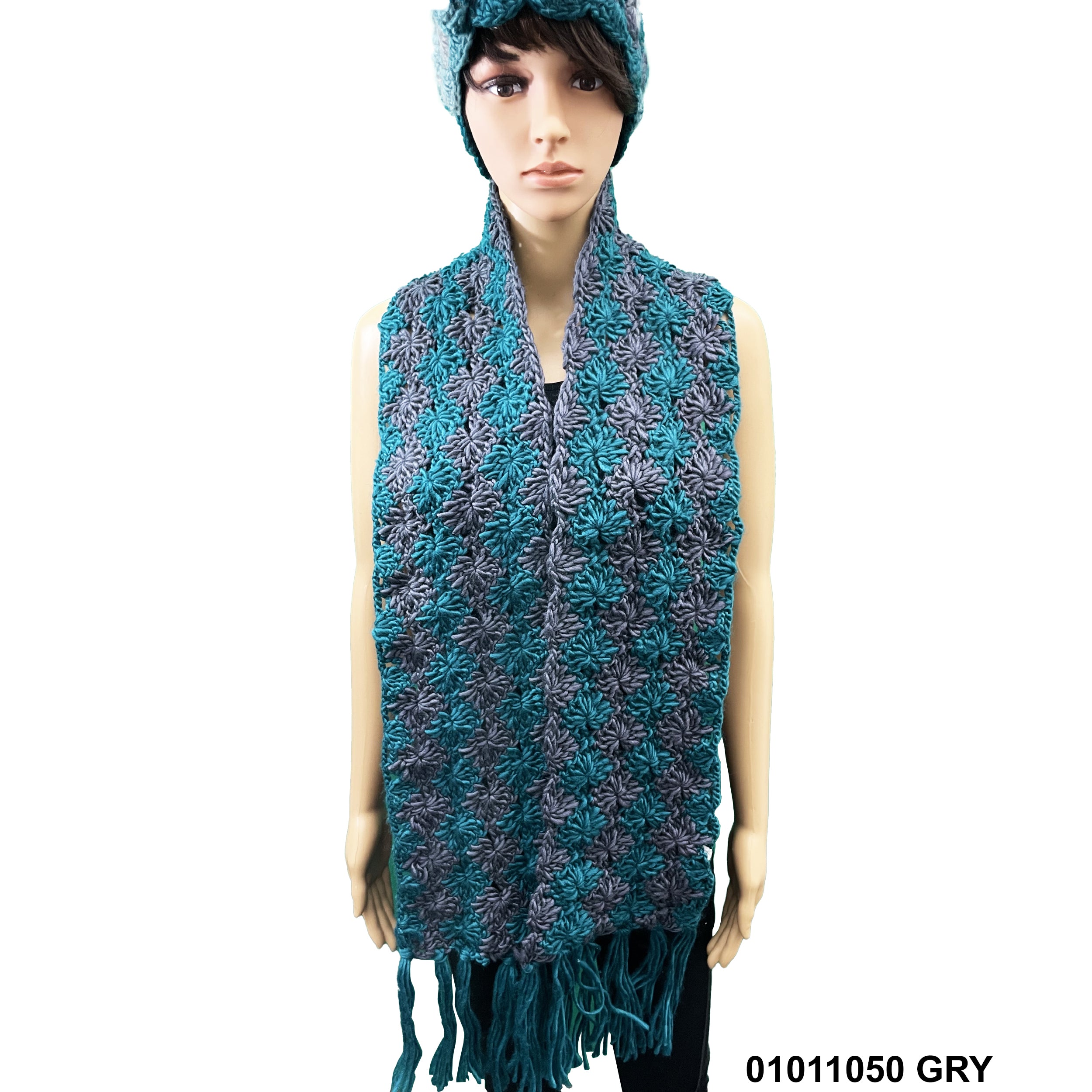 Winter Warm Knitted Beanies And Scarf Set 01011050 GRY
