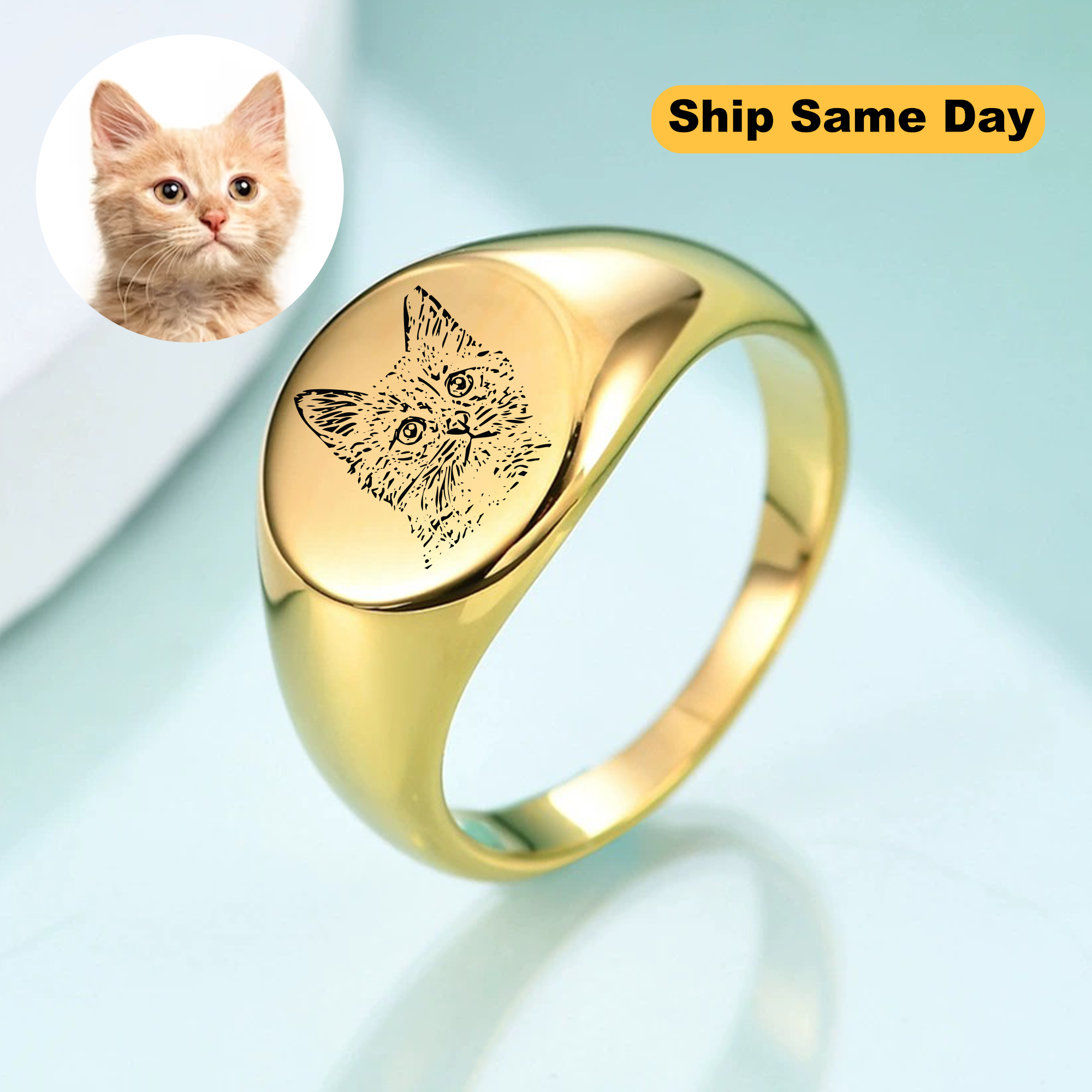 Customized Cat Lover Ring for Her KCLR 7