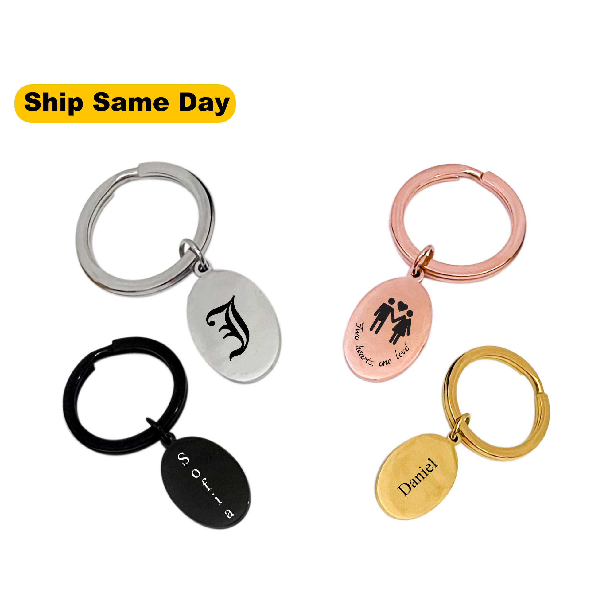 Engraved Oval Shape Keychain Gift for Her KCK 21