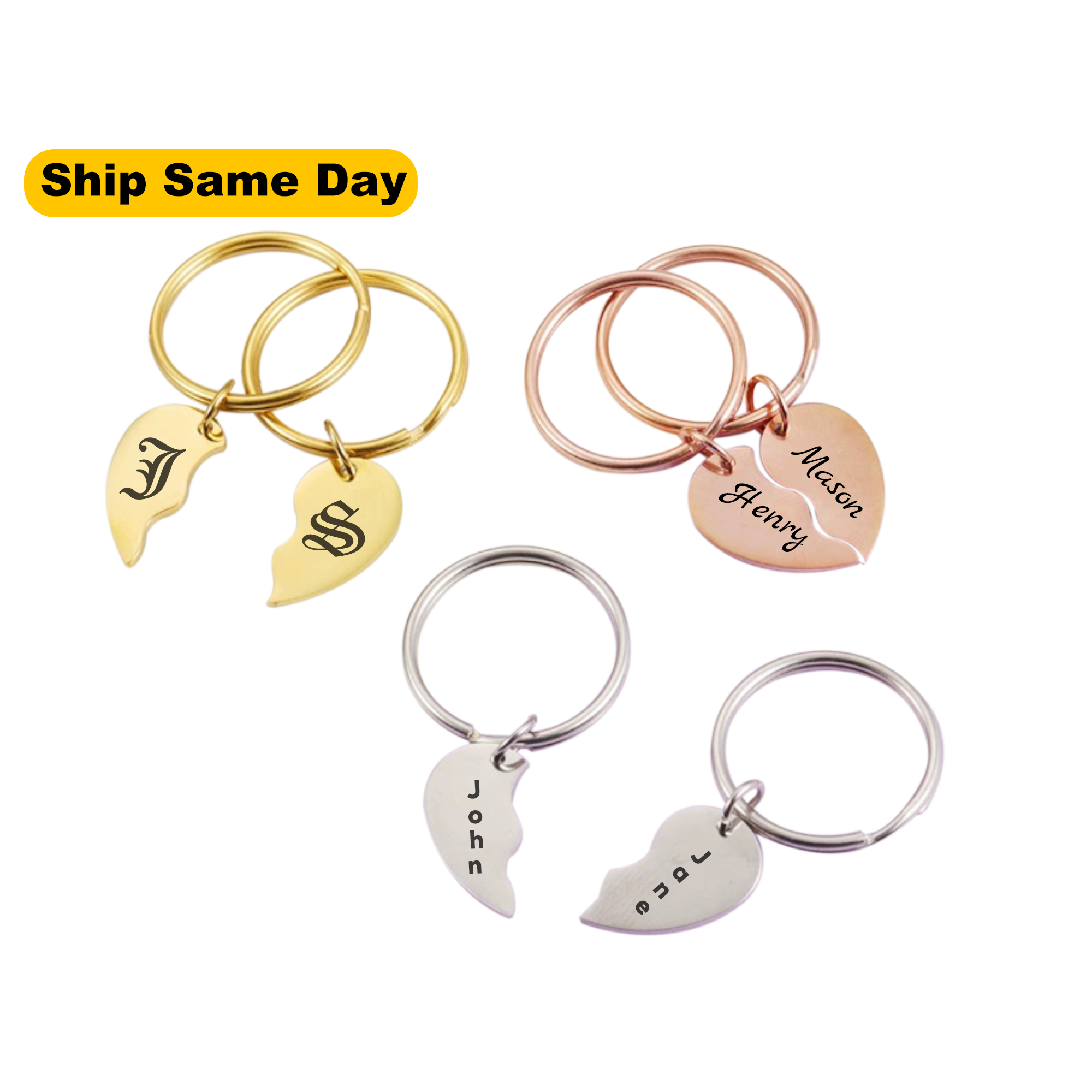 Personalised Two Half Heart Keychain For Couple KCK 20