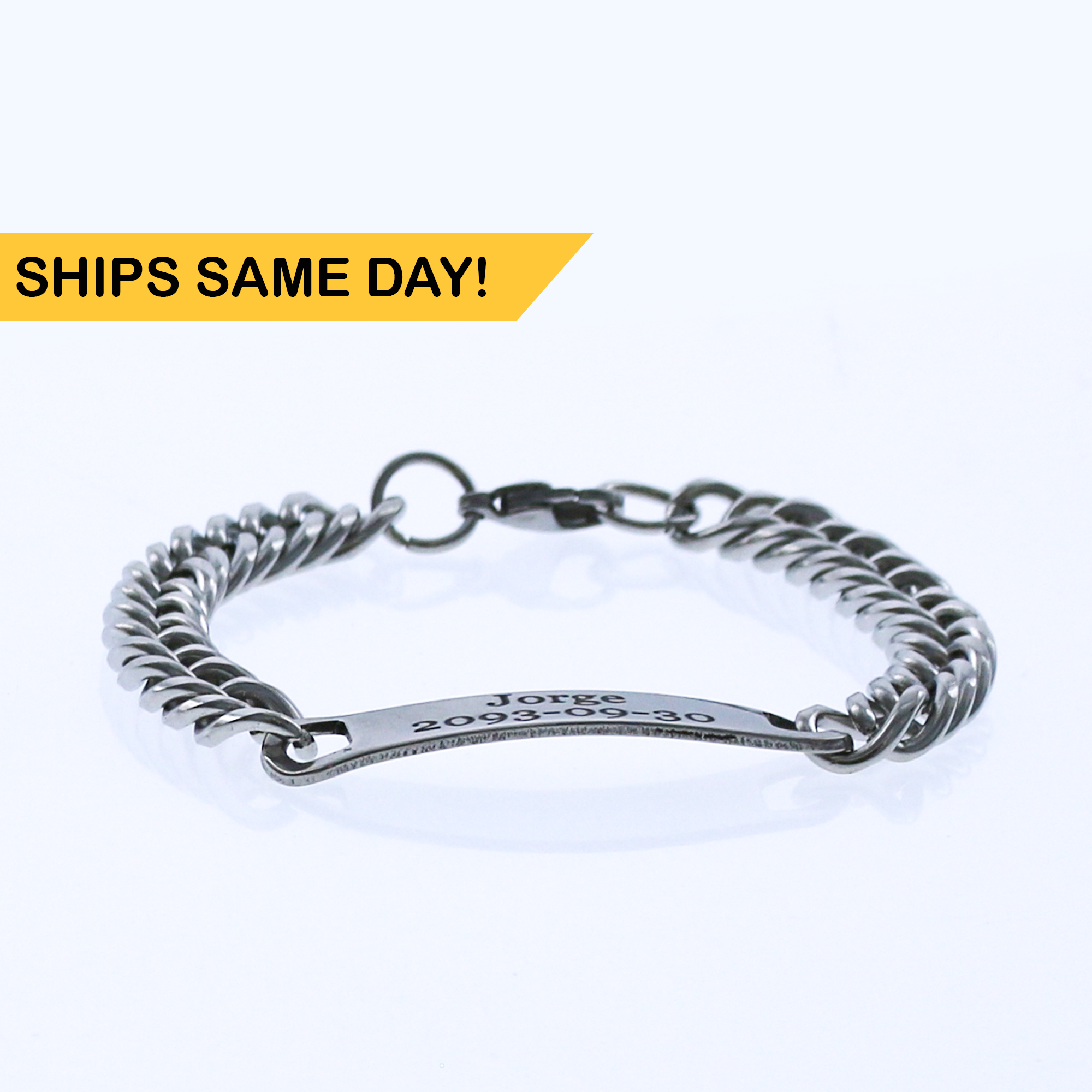 Engraved Stainless Steel ID Bracelet For Couple KCB 76