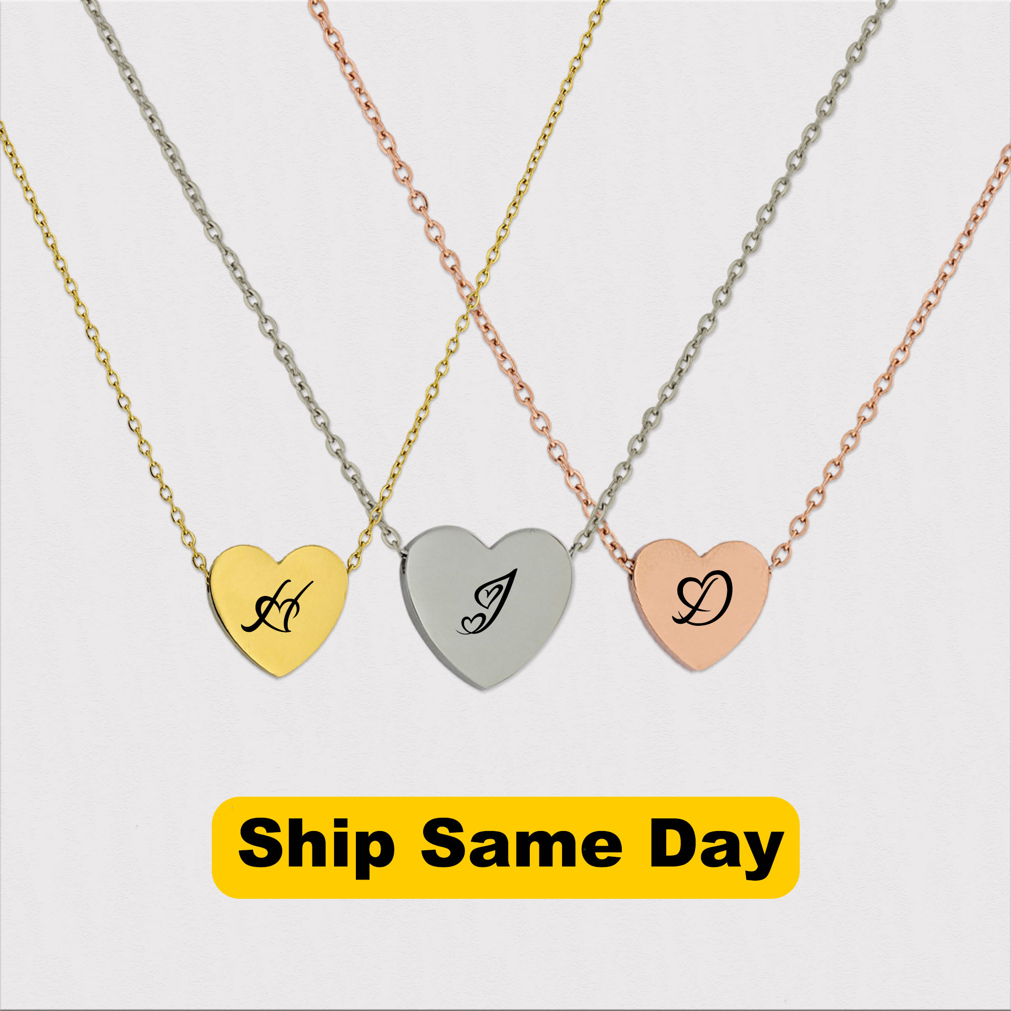 Engrave Heart Style Letter Necklace KCL 7 B