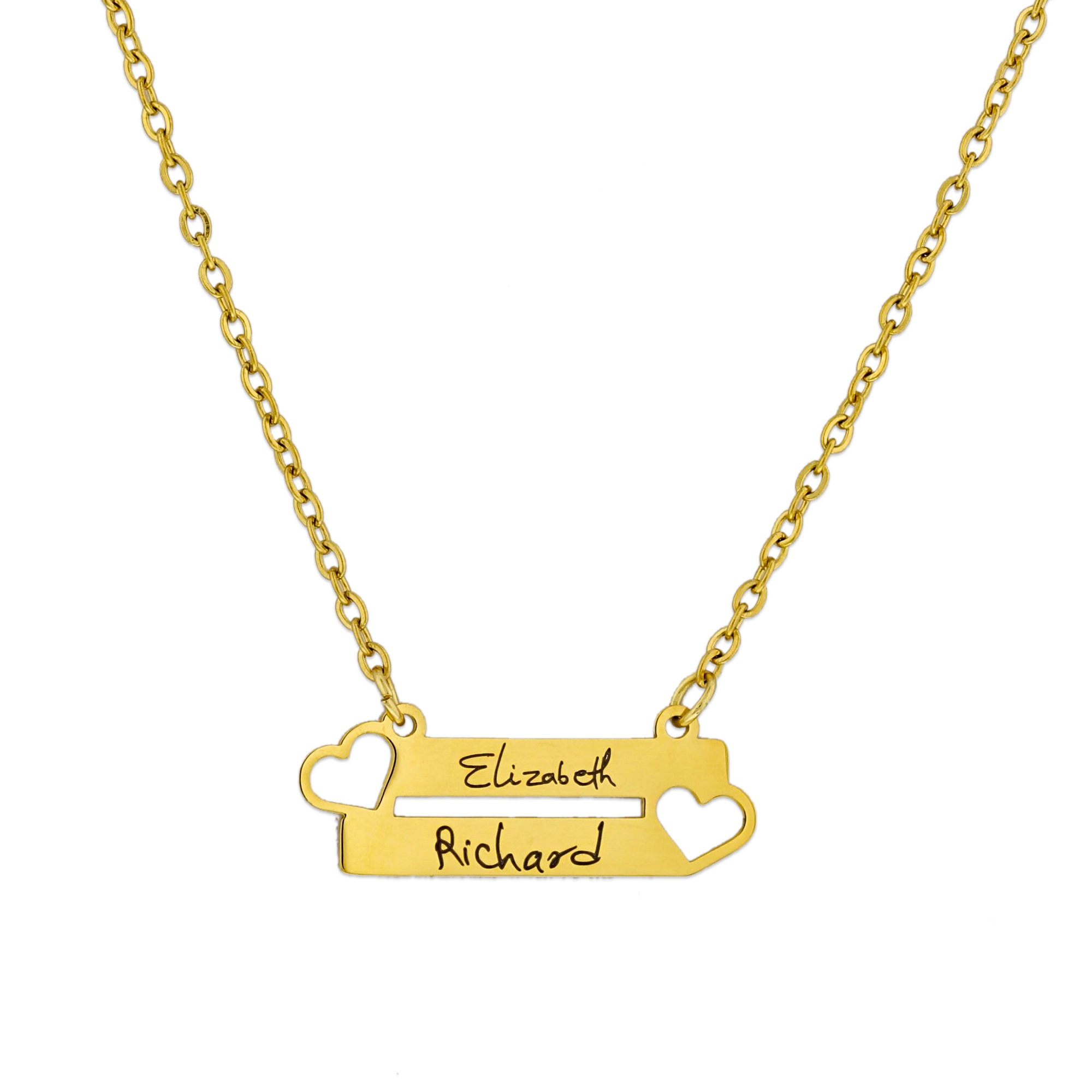 Personalized Double Bar Heart Necklace KCL 2