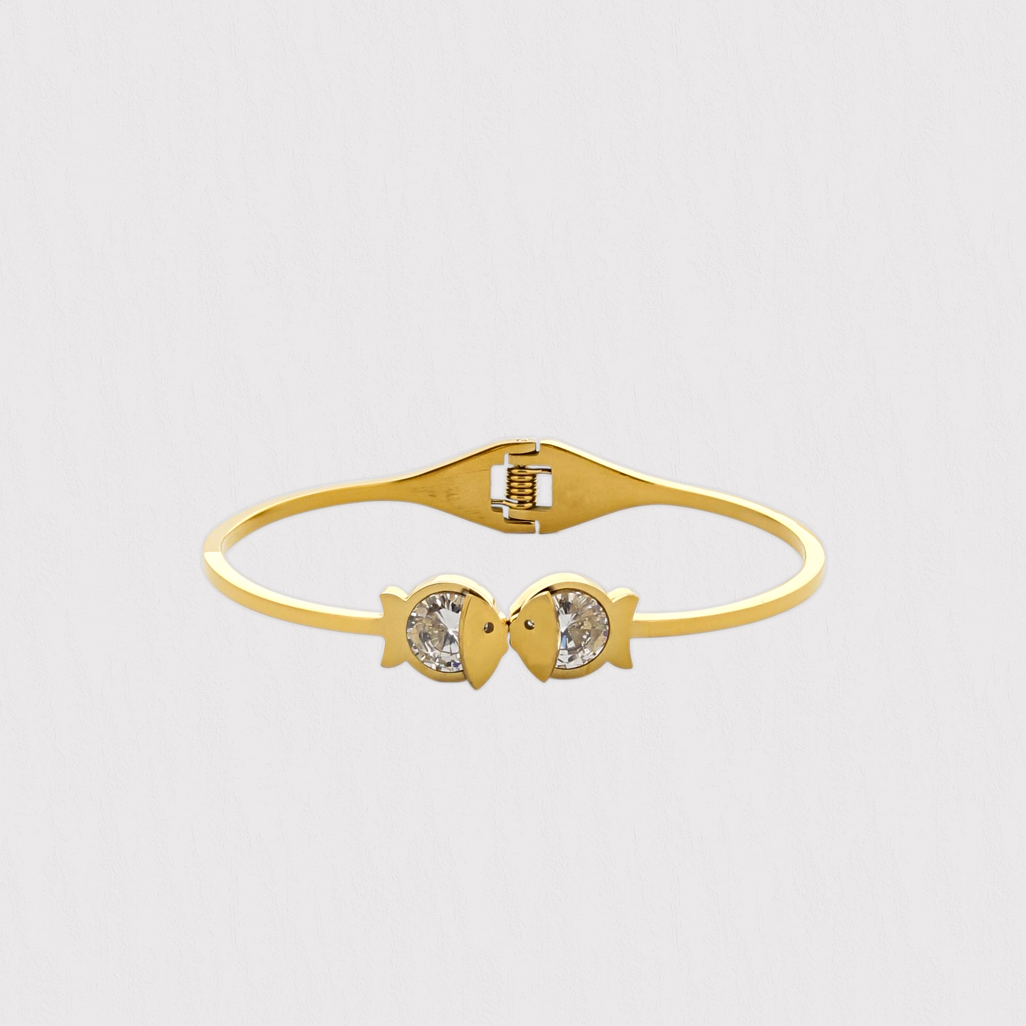 Personalized Golden Fish Bangle Bracelet for Her KCBB 11