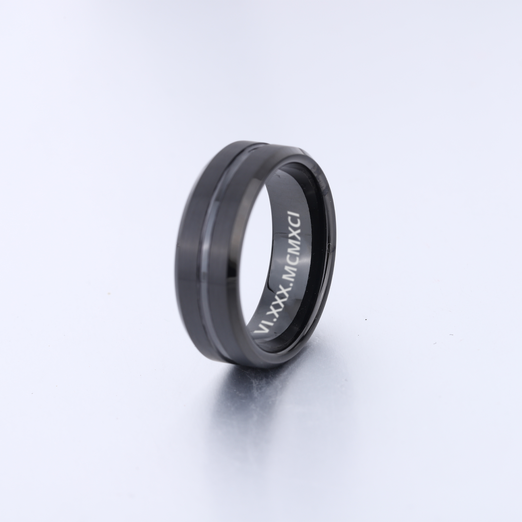 Black Silver Tungsten Wedding Ring KCLR 9