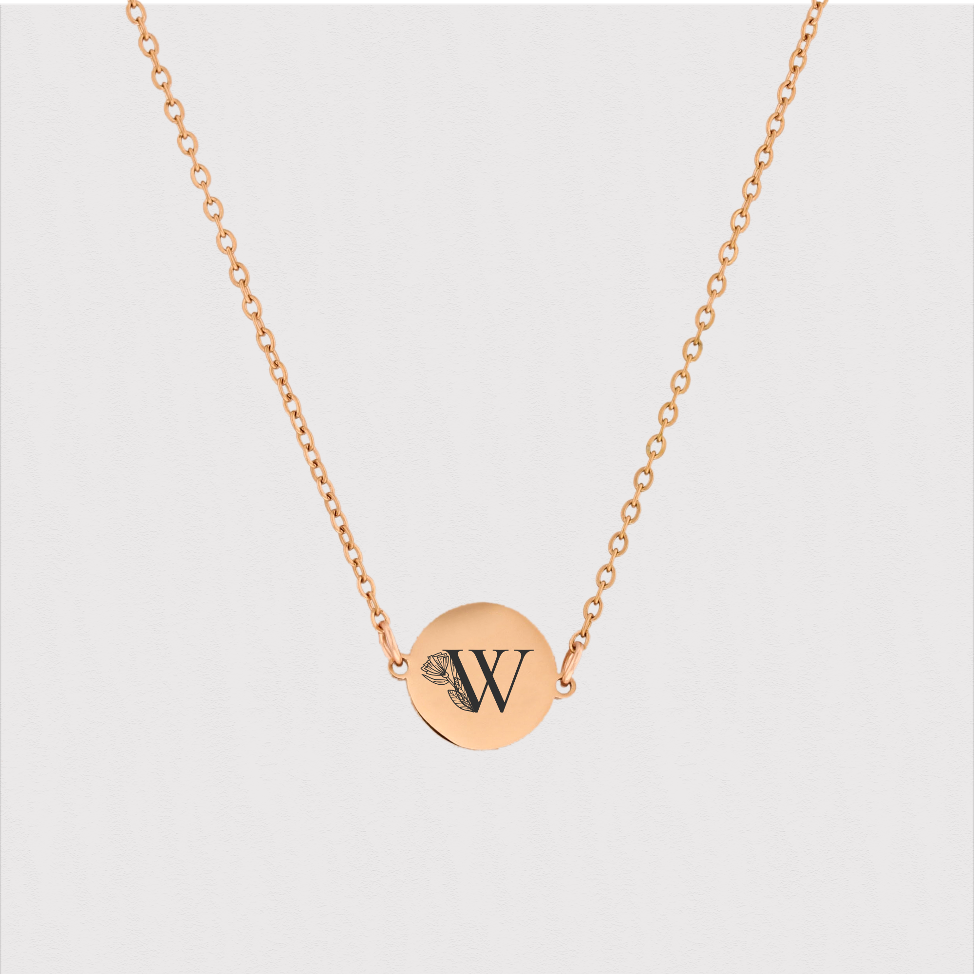 Engraved Flower Letter Necklace KCL 16 B