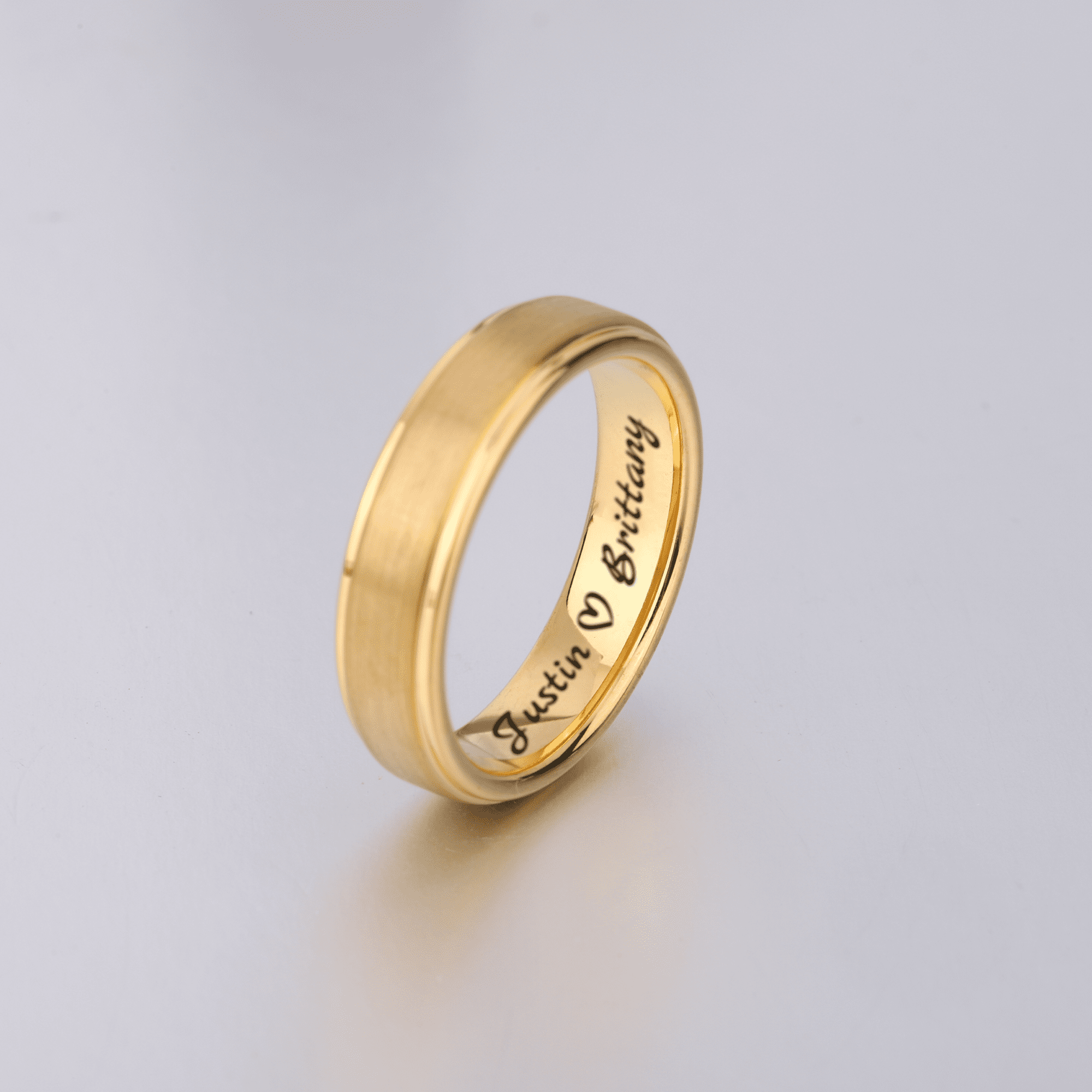 Engraved Gold Tungsten Mens Ring KCLR 12