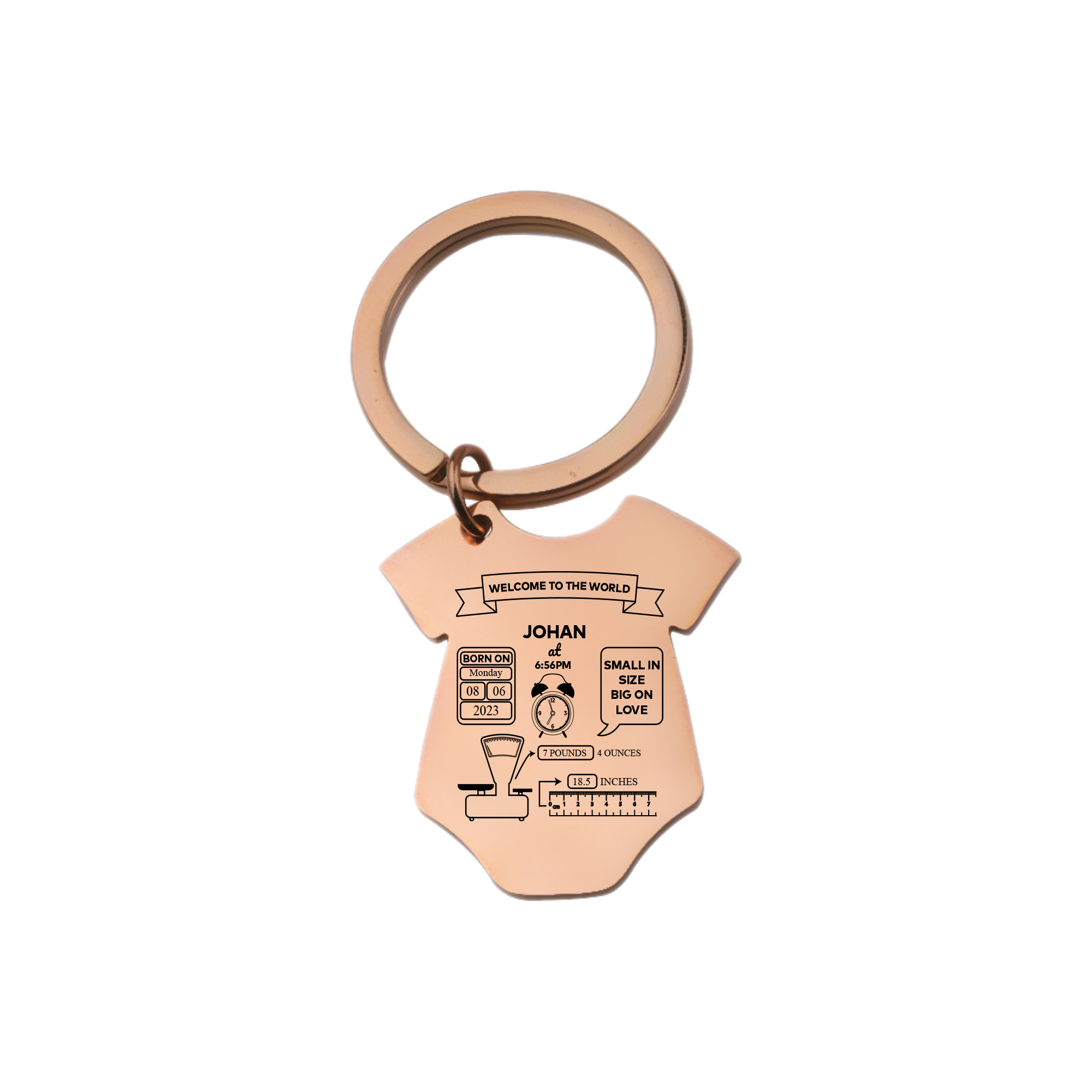 Engraved Baby Birth Stat Keychain for Mom KCK 17