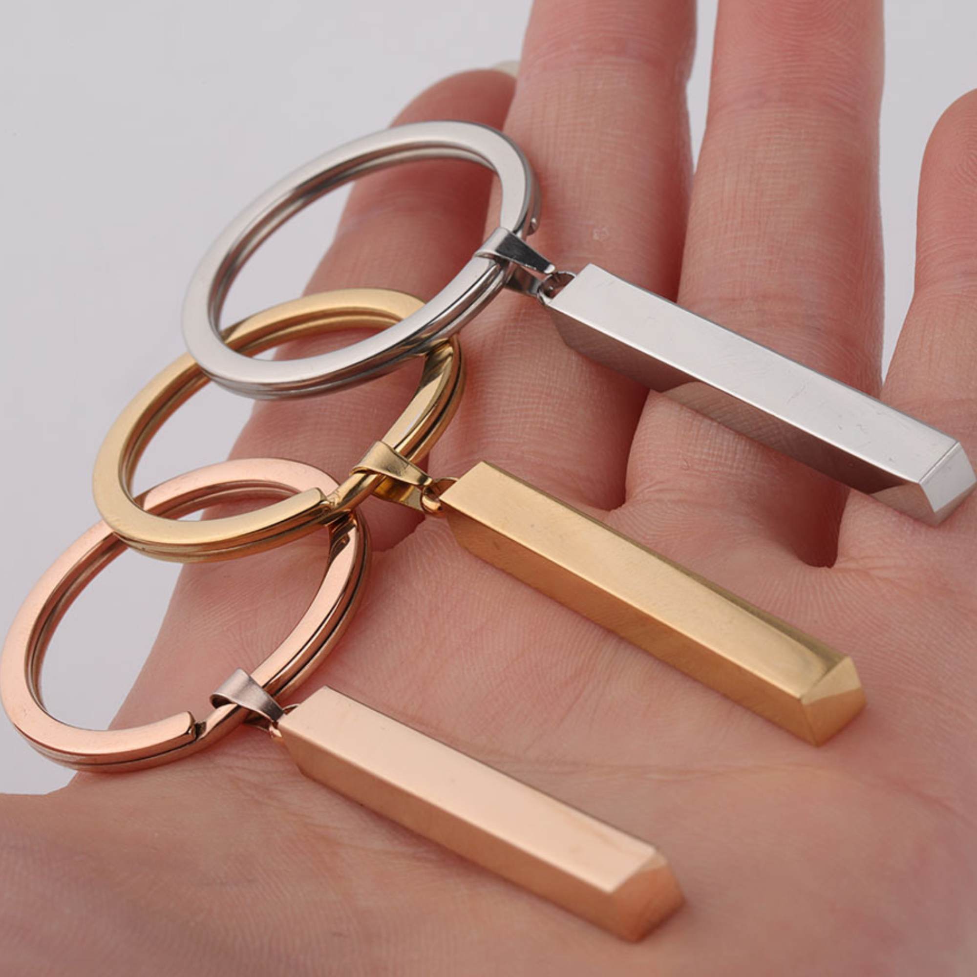 Custom 3D Vertical Bar 4 Side Engraved Keychain KCK 5