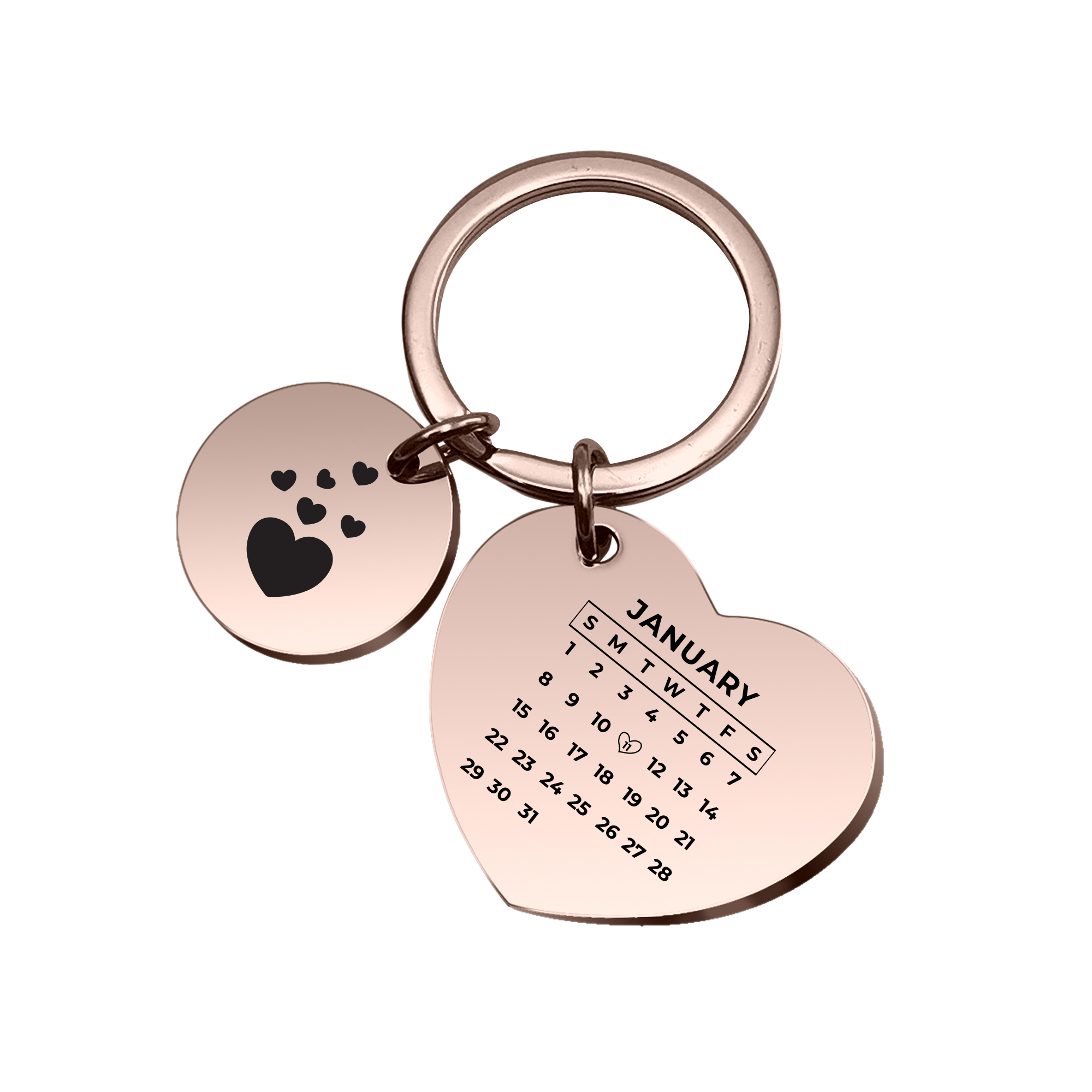 Personalised Heart with Round Charm Keychain KCK 23