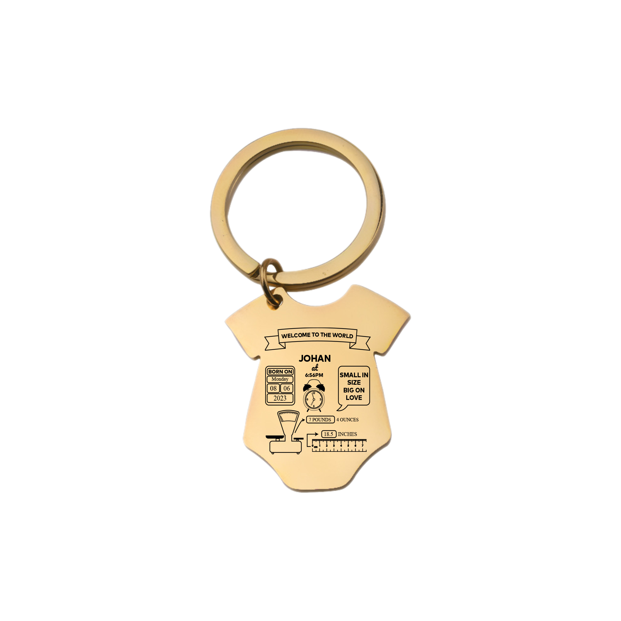 Engraved Baby Birth Stat Keychain for Mom KCK 17