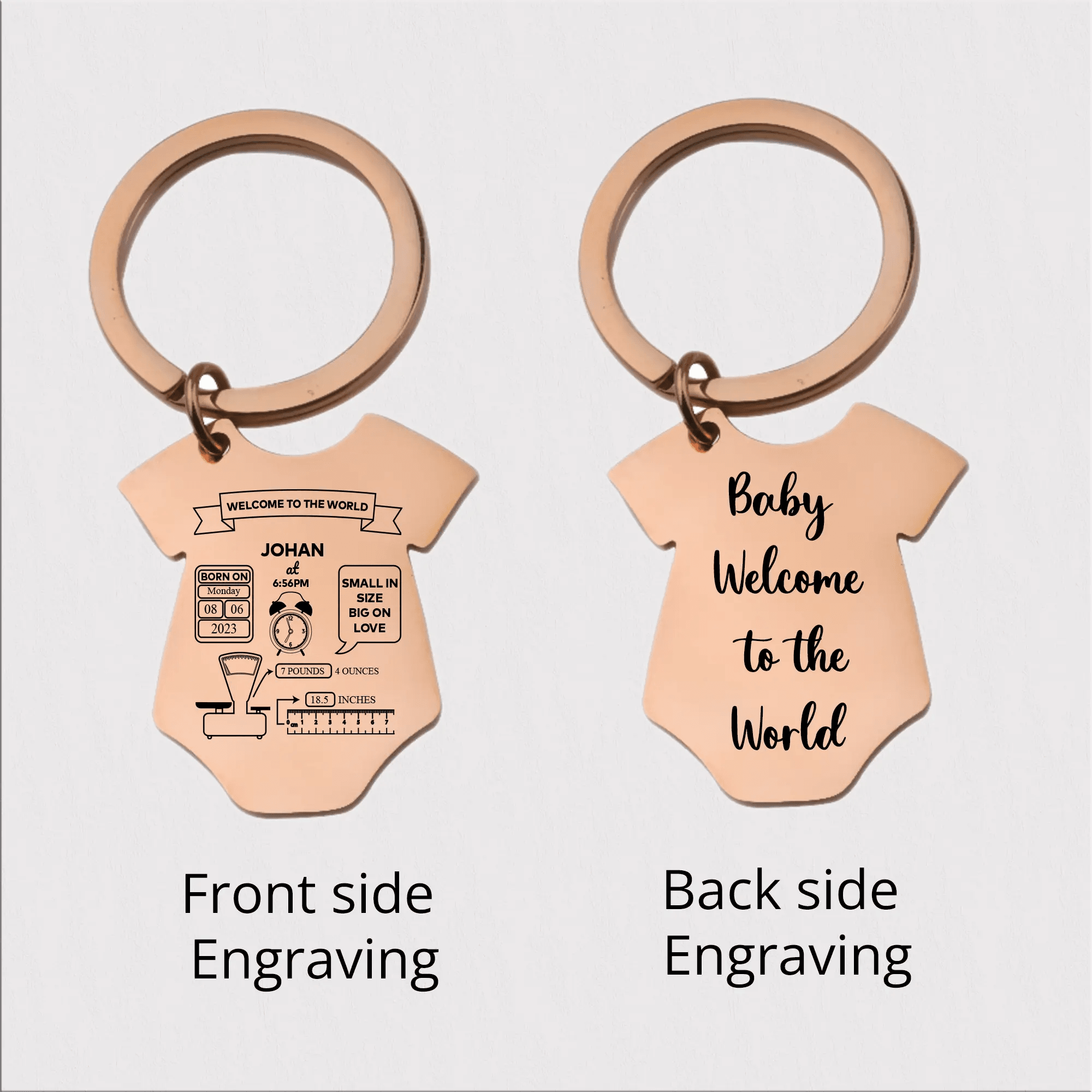 Engraved Baby Birth Stat Keychain for Mom KCK 17