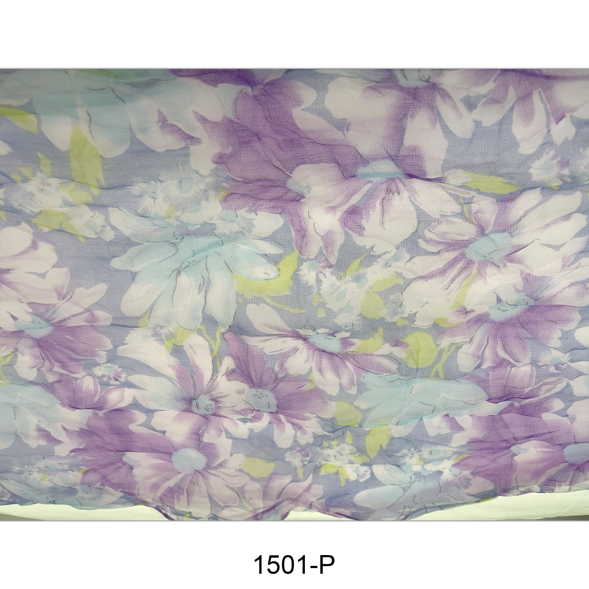 Flower Print  Double Layer Silk Scarf 1501 P