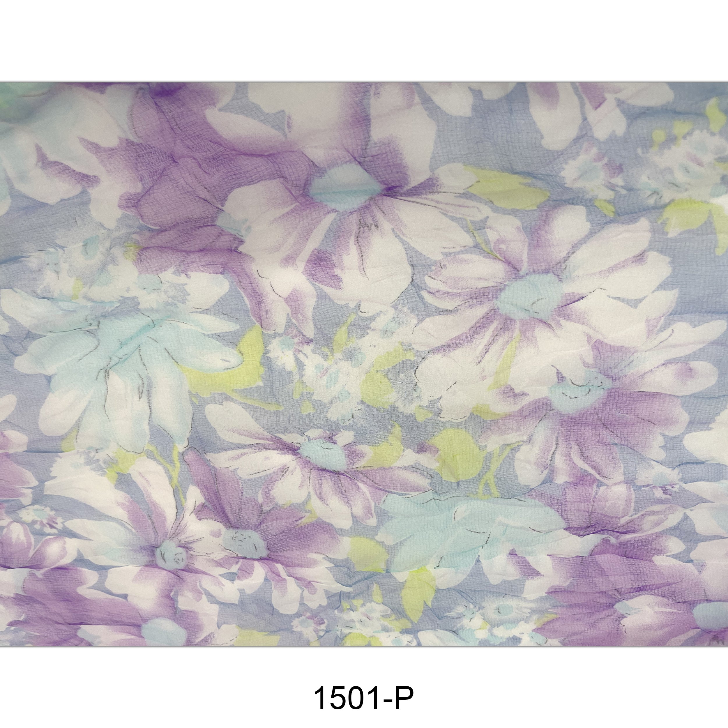 Flower Print  Double Layer Silk Scarf 1501 P