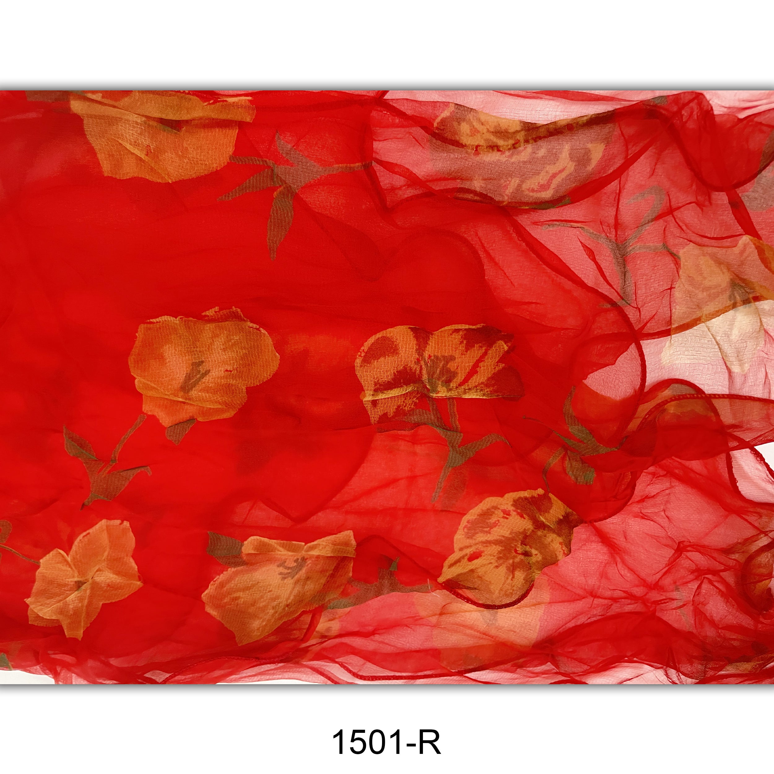 Flower Print  Double Layer Silk Scarf 1501 R