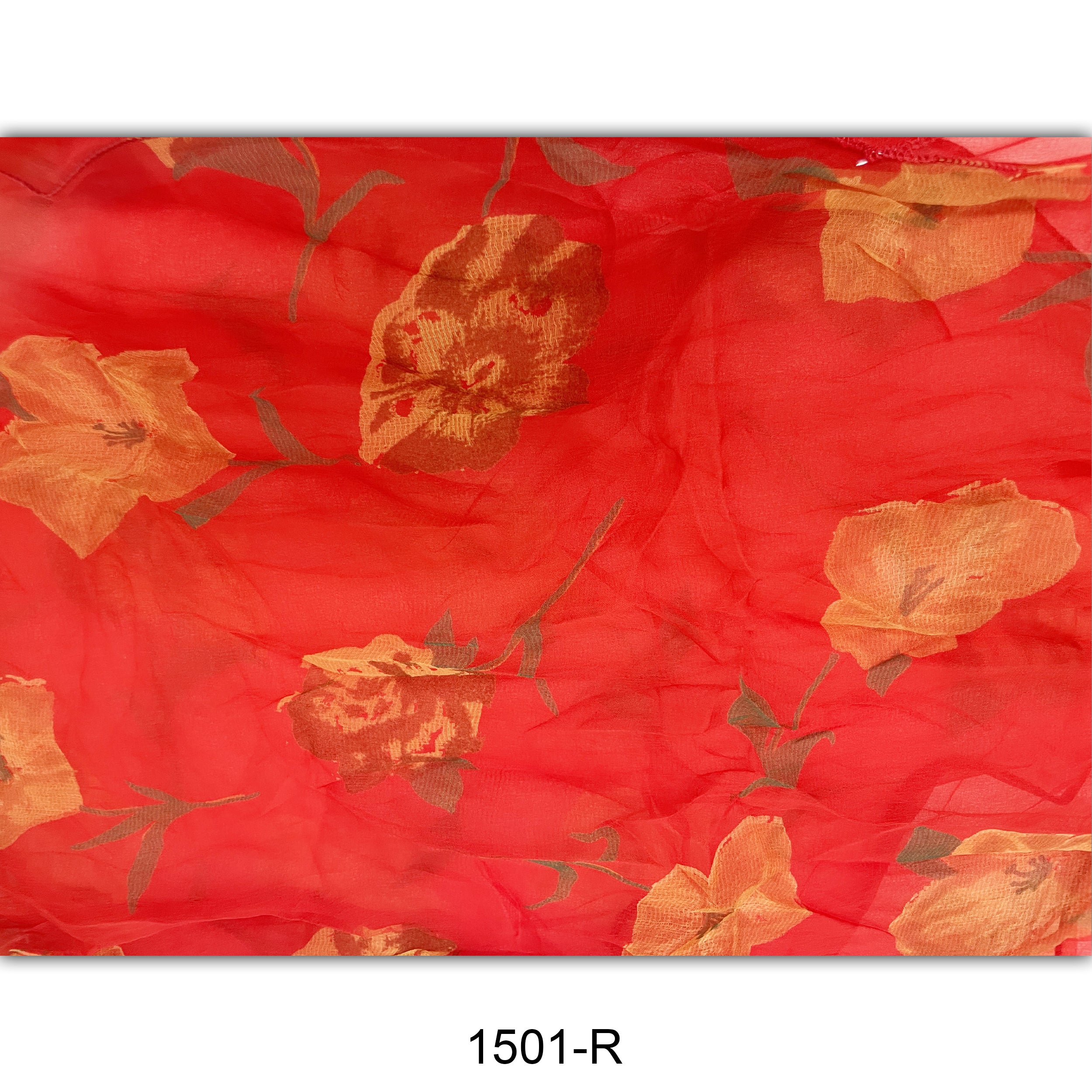 Flower Print  Double Layer Silk Scarf 1501 R