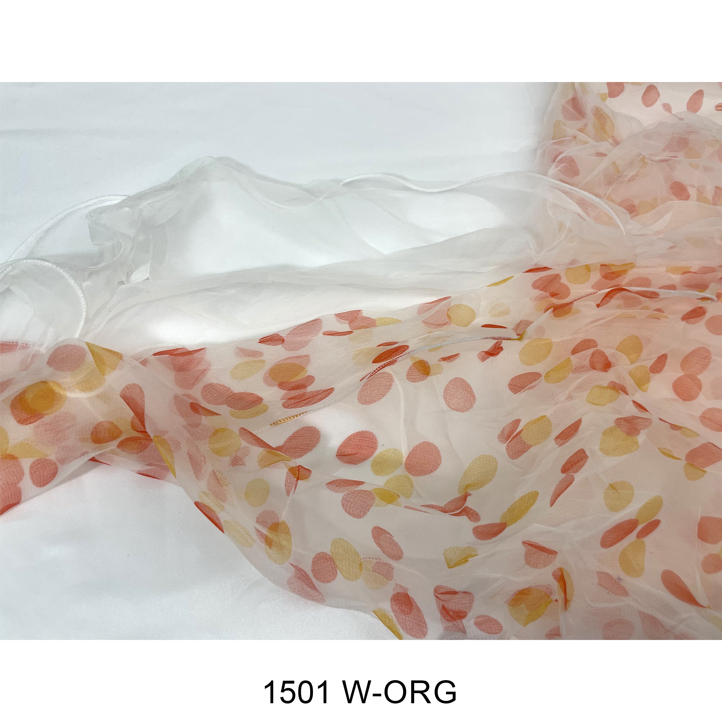 Flower Print  Double Layer Silk Scarf 1501 W-ORG