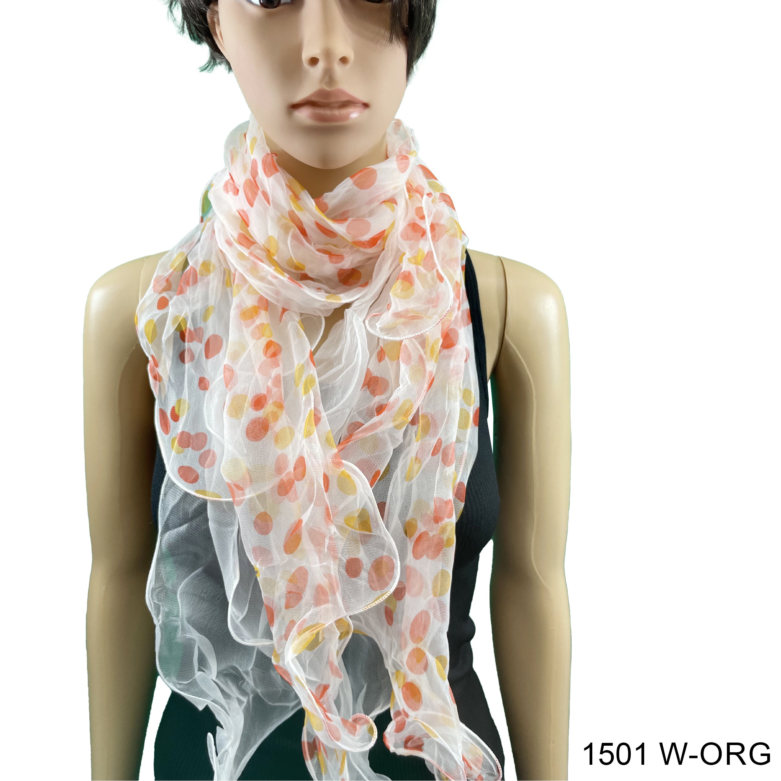 Flower Print  Double Layer Silk Scarf 1501 W-ORG