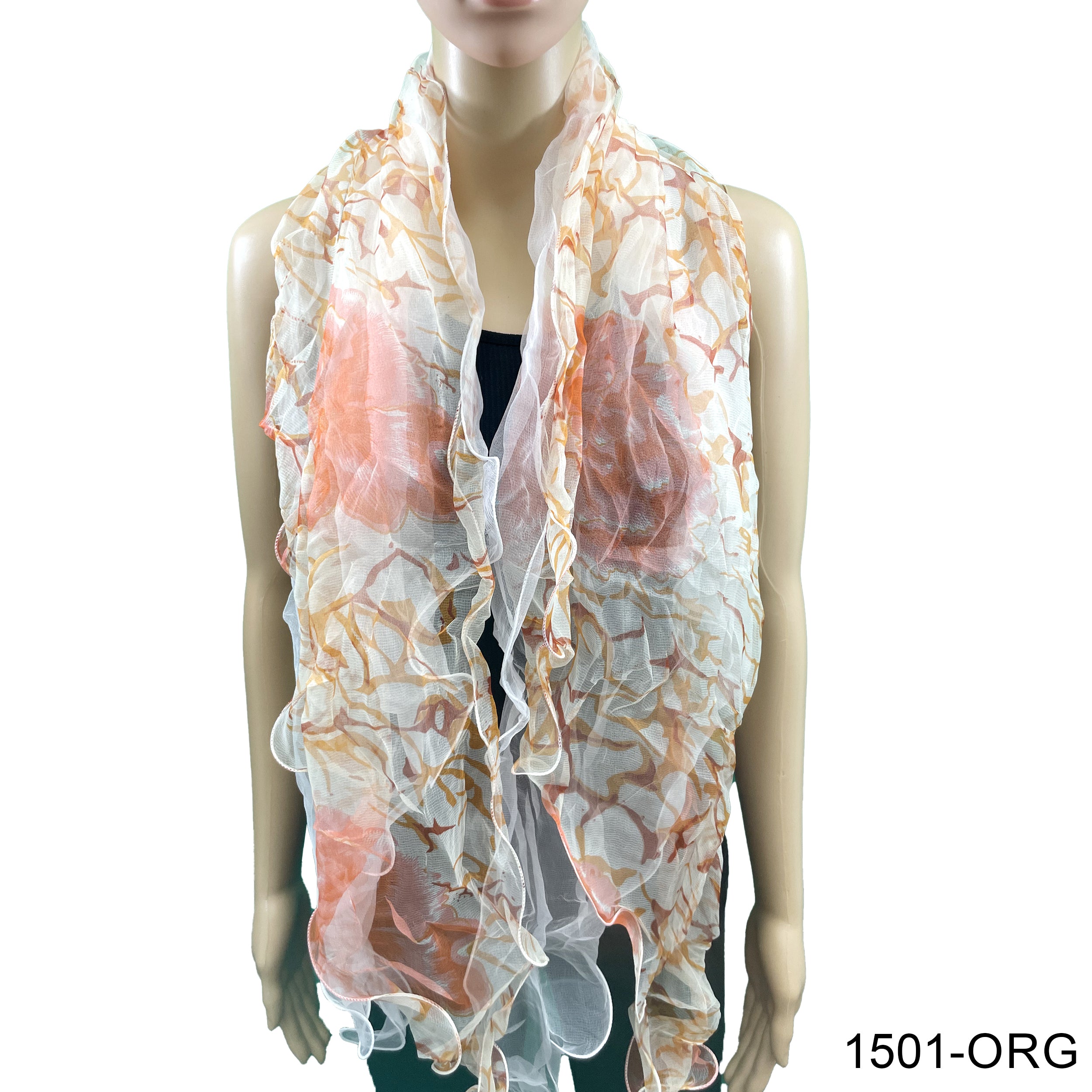 Flower Print  Double Layer Silk Scarf 1501 ORG