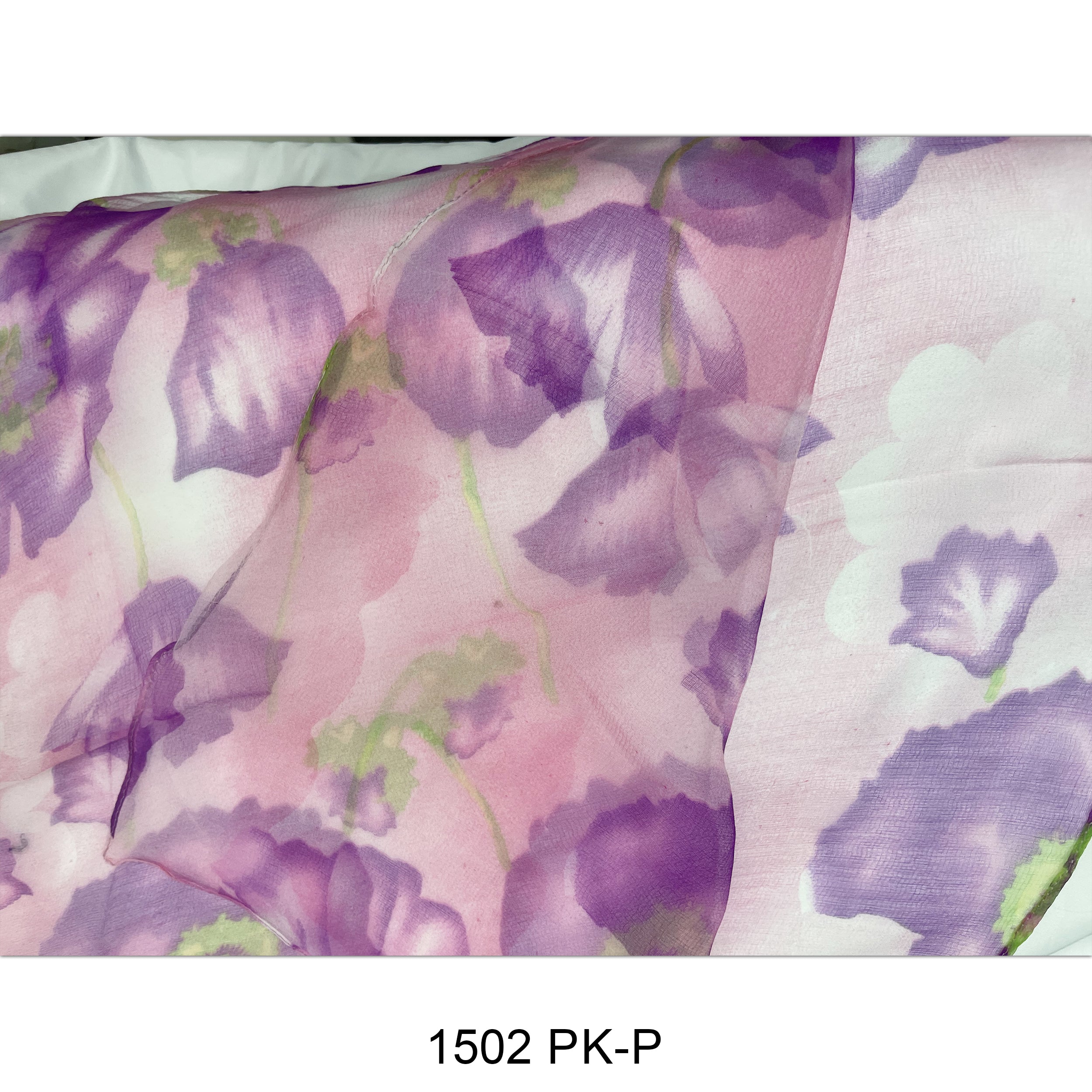 Flower Print Silk Scarf 1502 PK-P