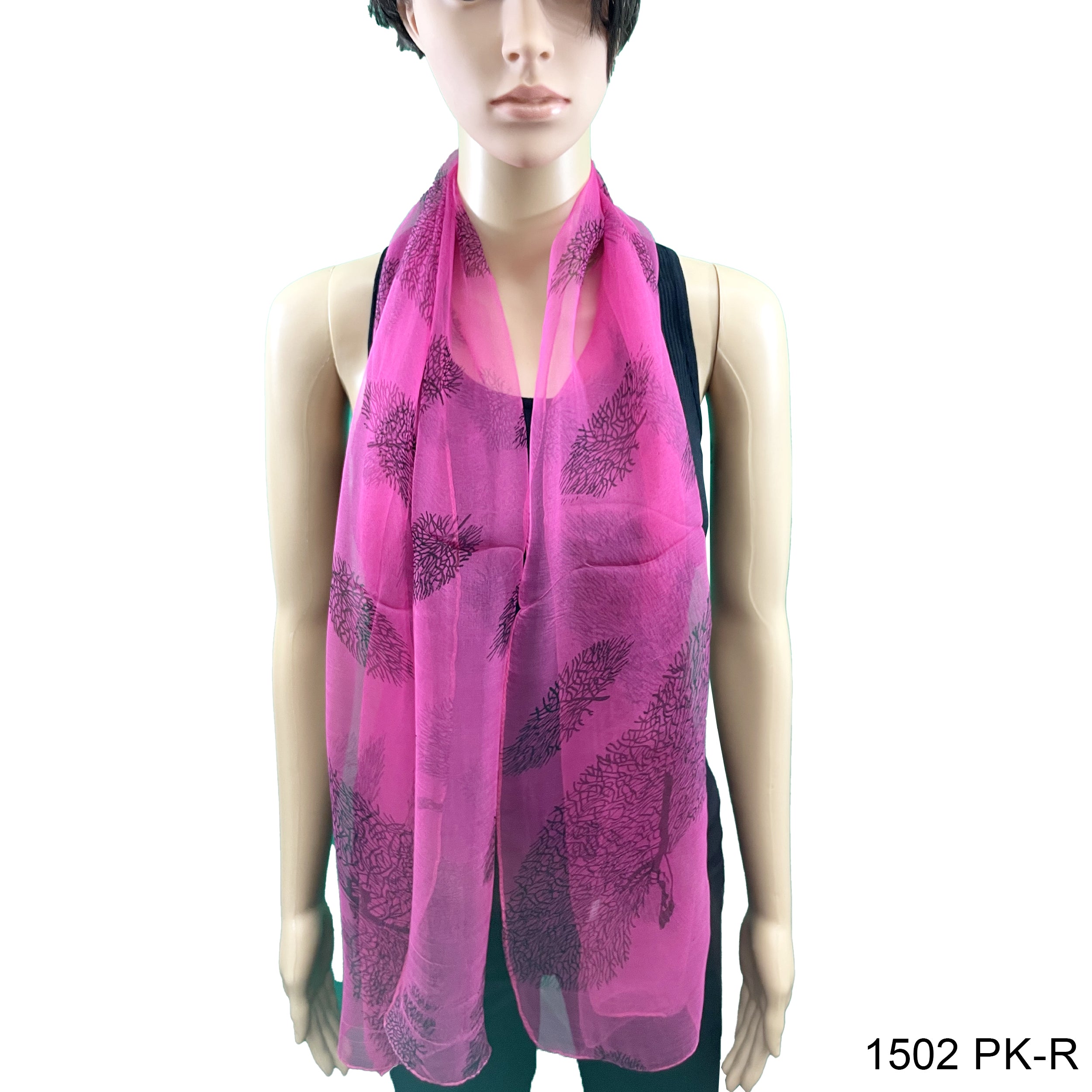 Flower Print Silk Scarf 1502 PK-R