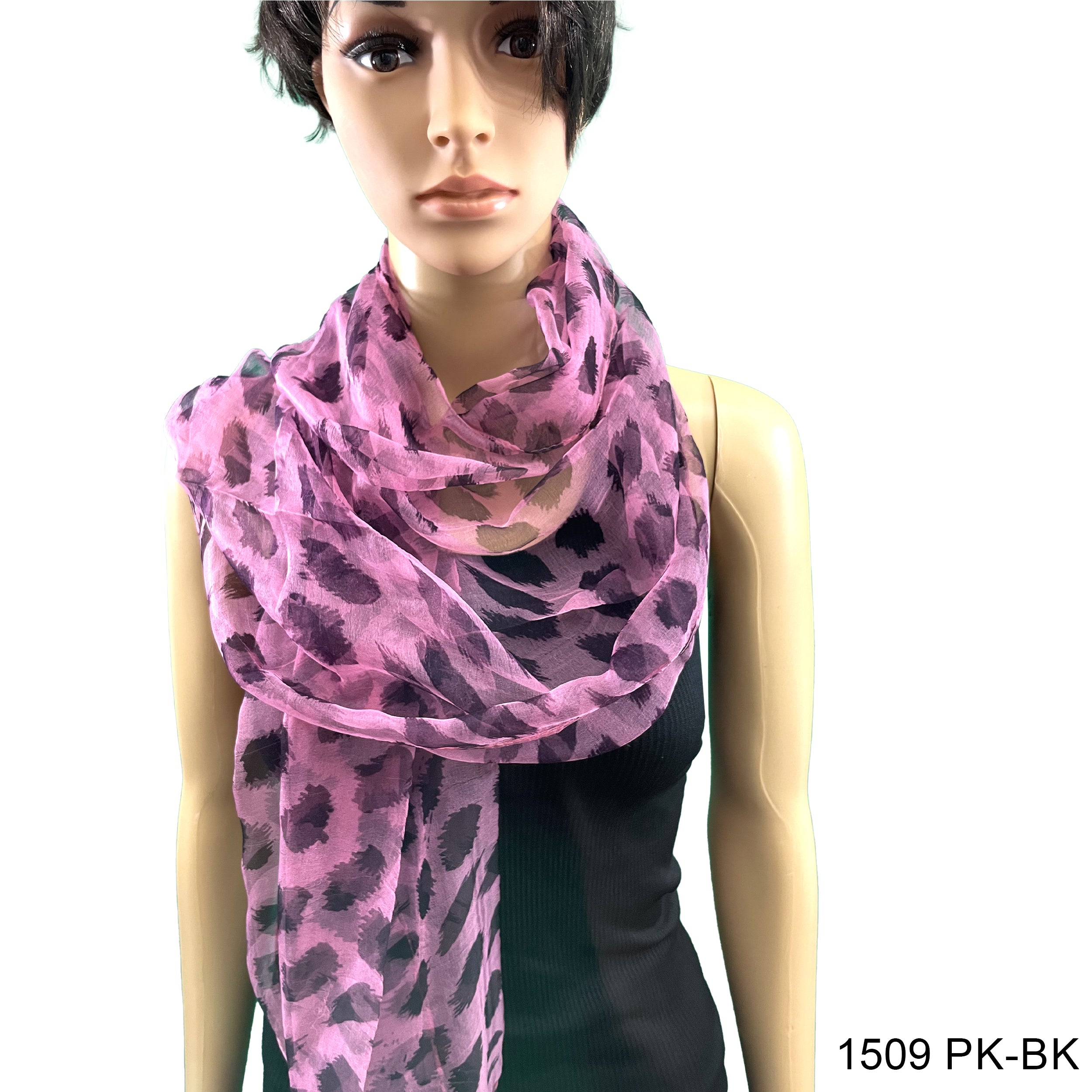 Spots Print Silk Scarf 1509 PK-BK