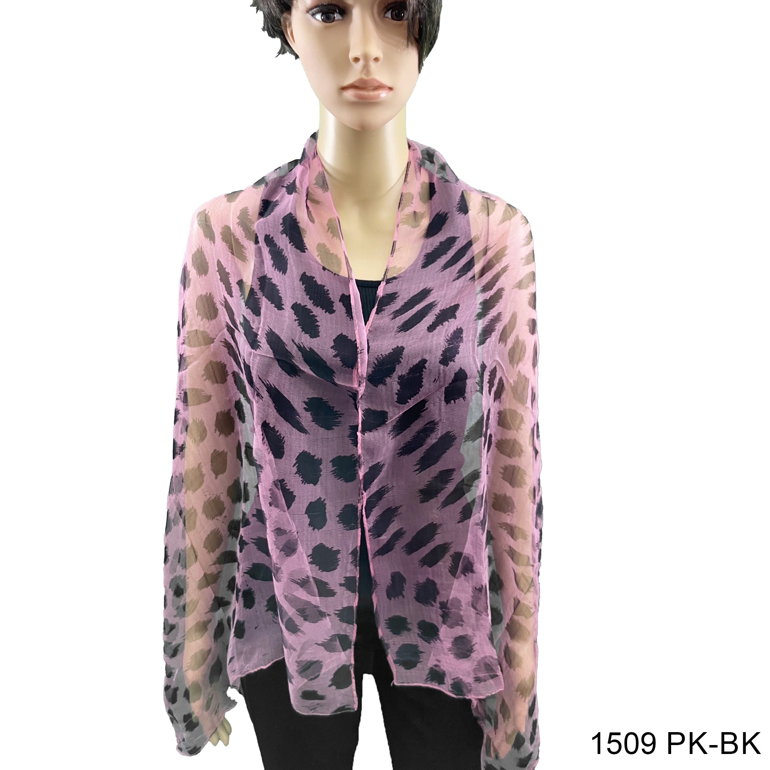 Spots Print Silk Scarf 1509 PK-BK