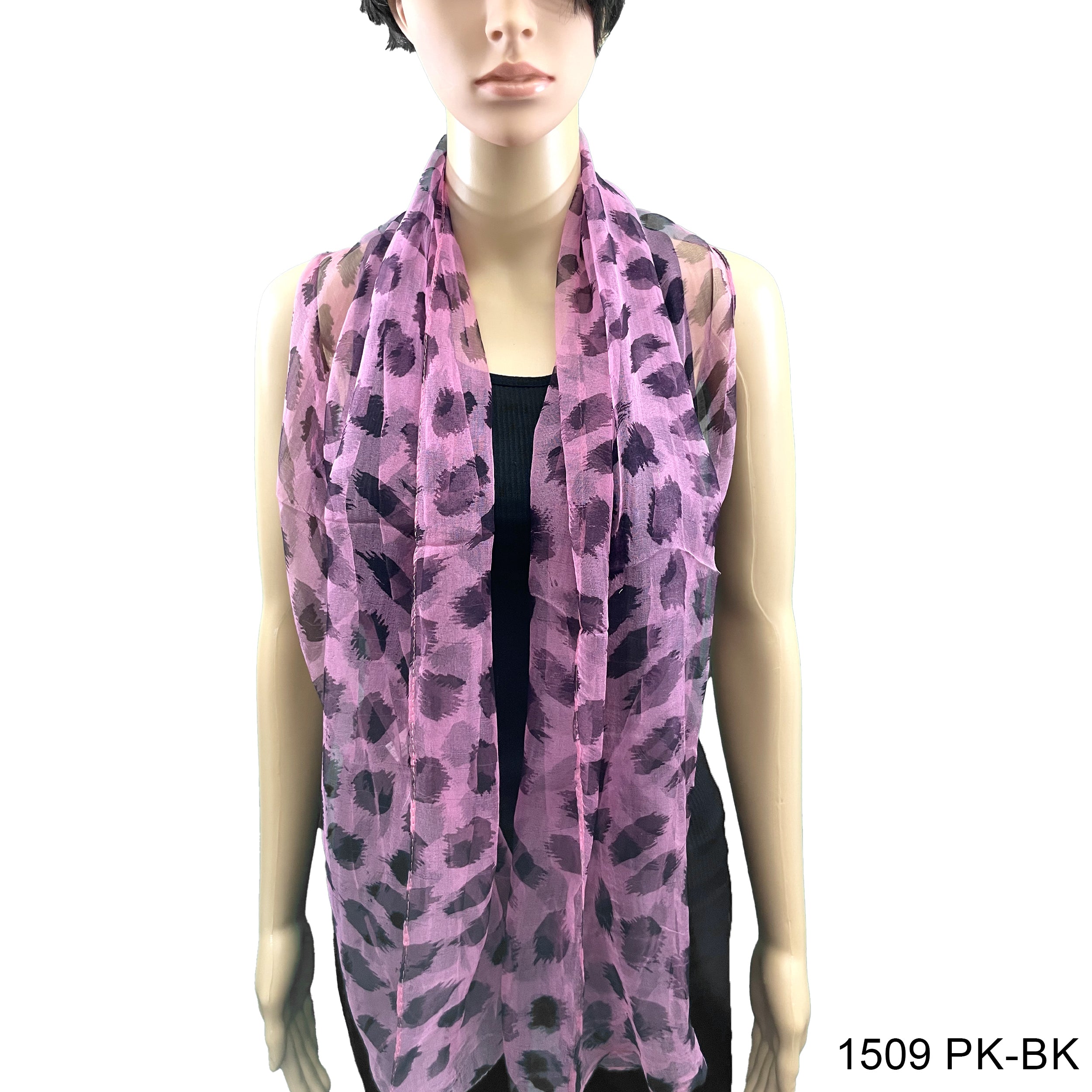 Spots Print Silk Scarf 1509 PK-BK