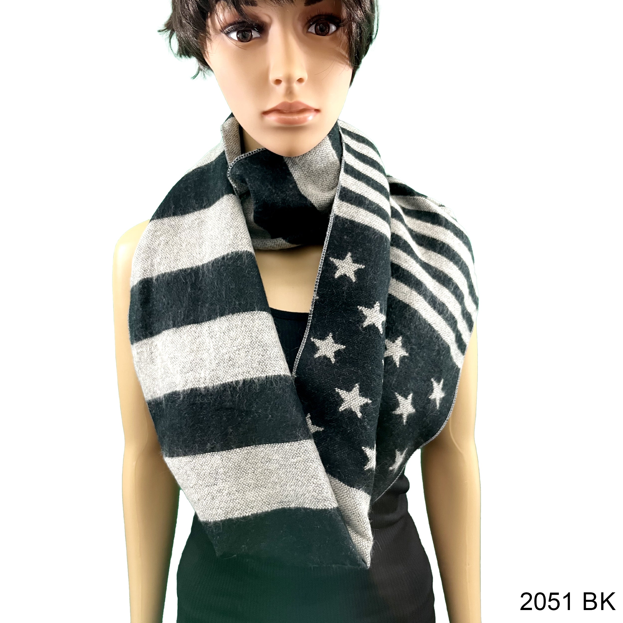 Flag Print Infinity Scarf 2051 BK