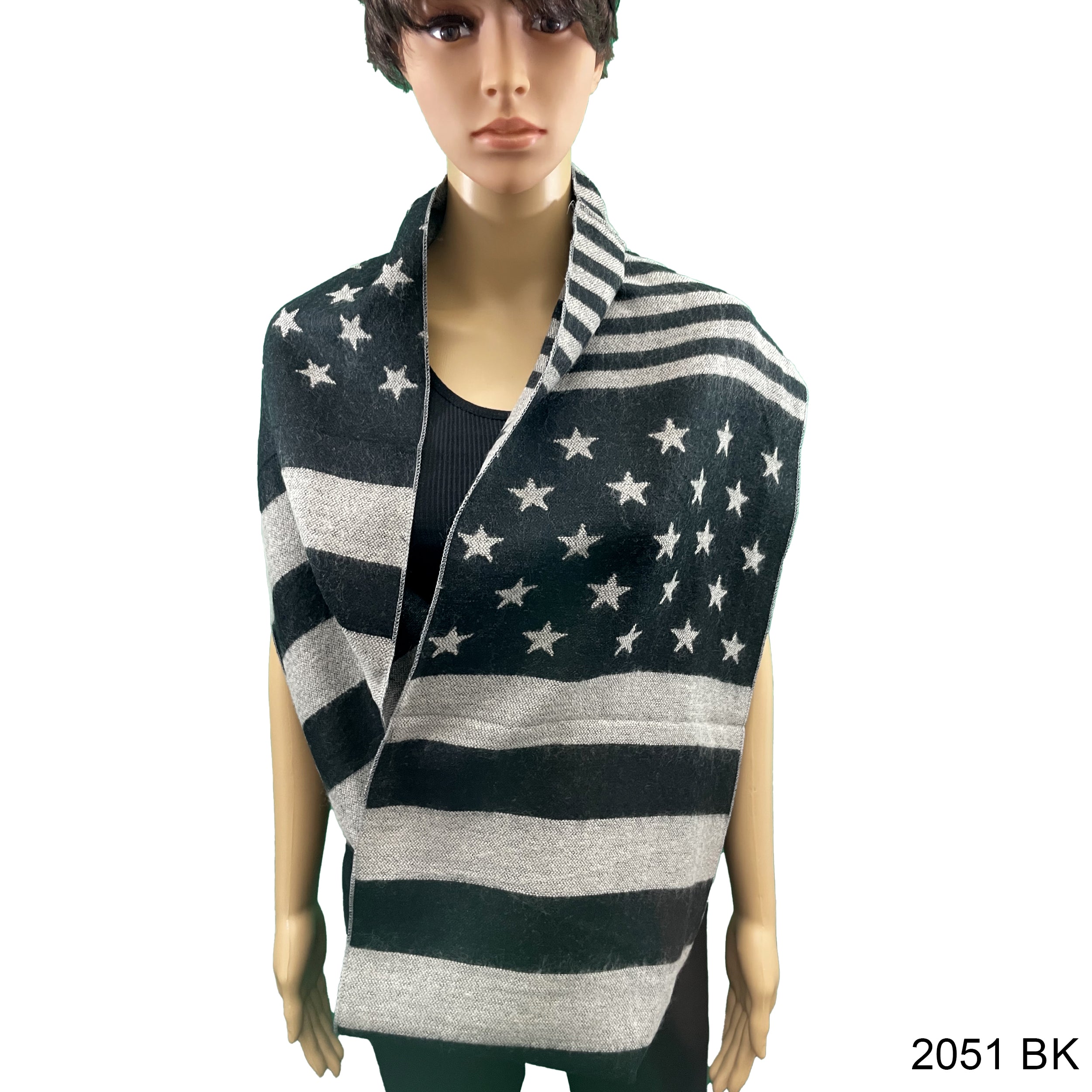 Flag Print Infinity Scarf 2051 BK