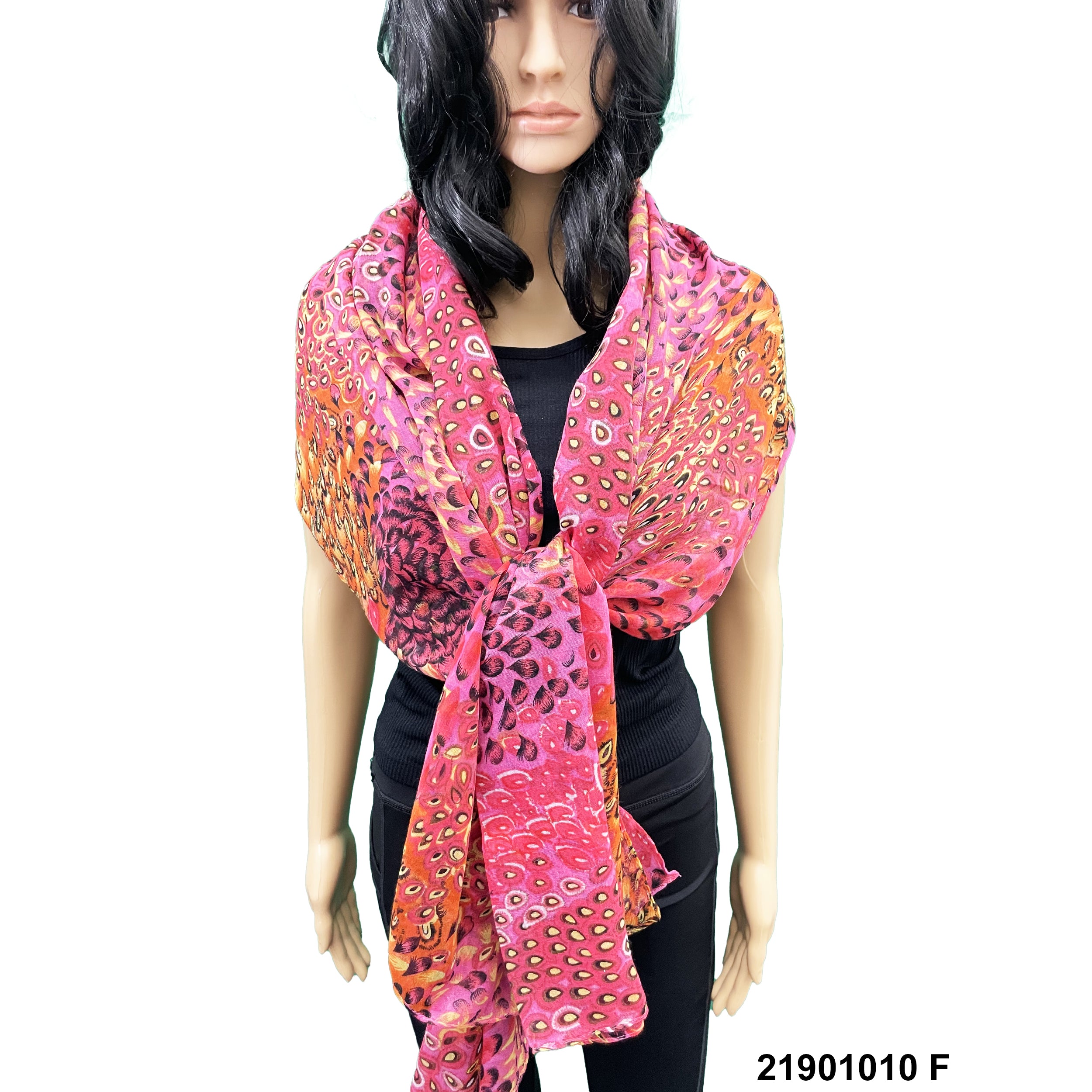 Polyester Peacock Feather Print Scarf 21901010 F