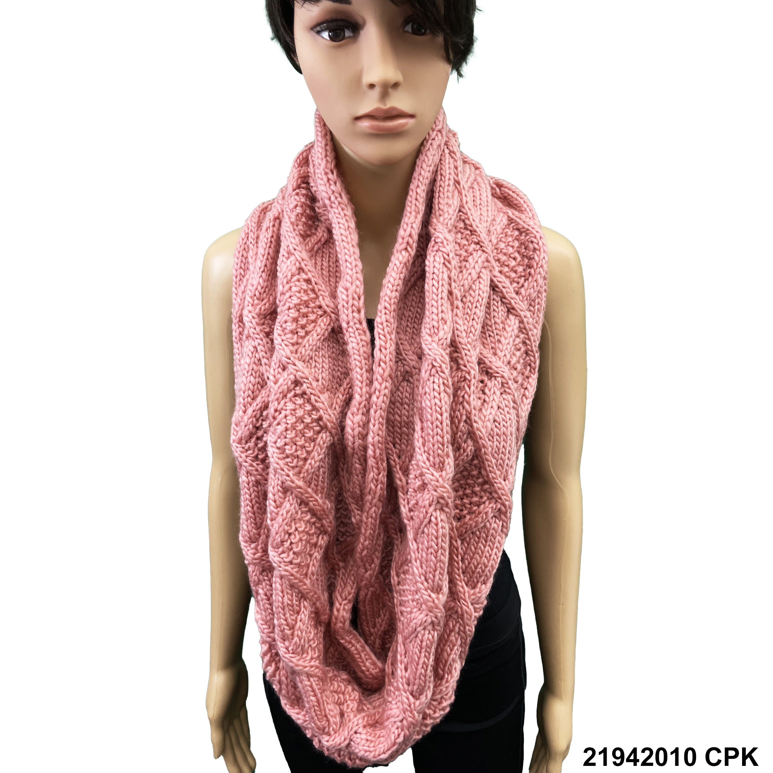 Knitted Wool Infinity Leaf Scarf 21942010 CPK