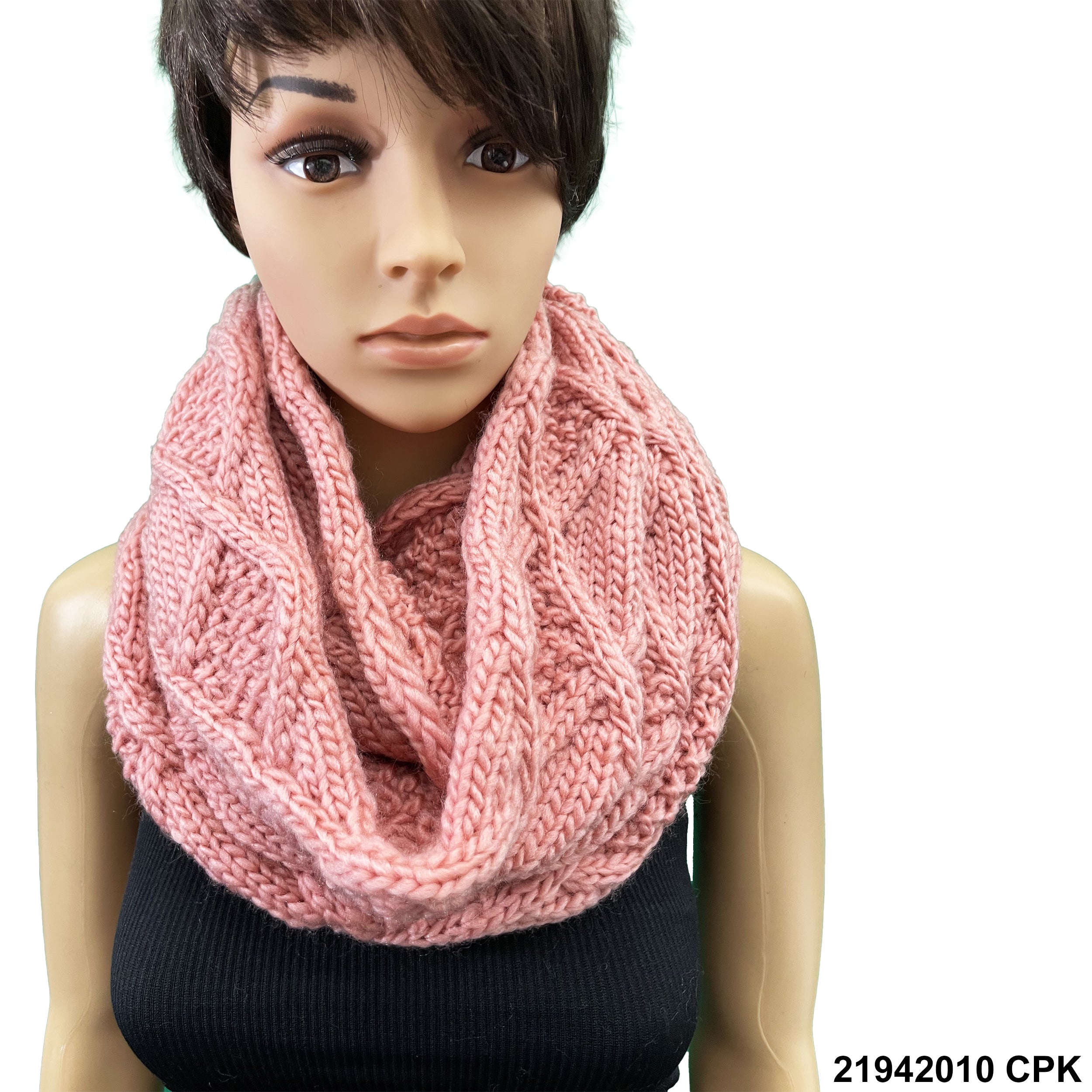 Knitted Wool Infinity Leaf Scarf 21942010 CPK