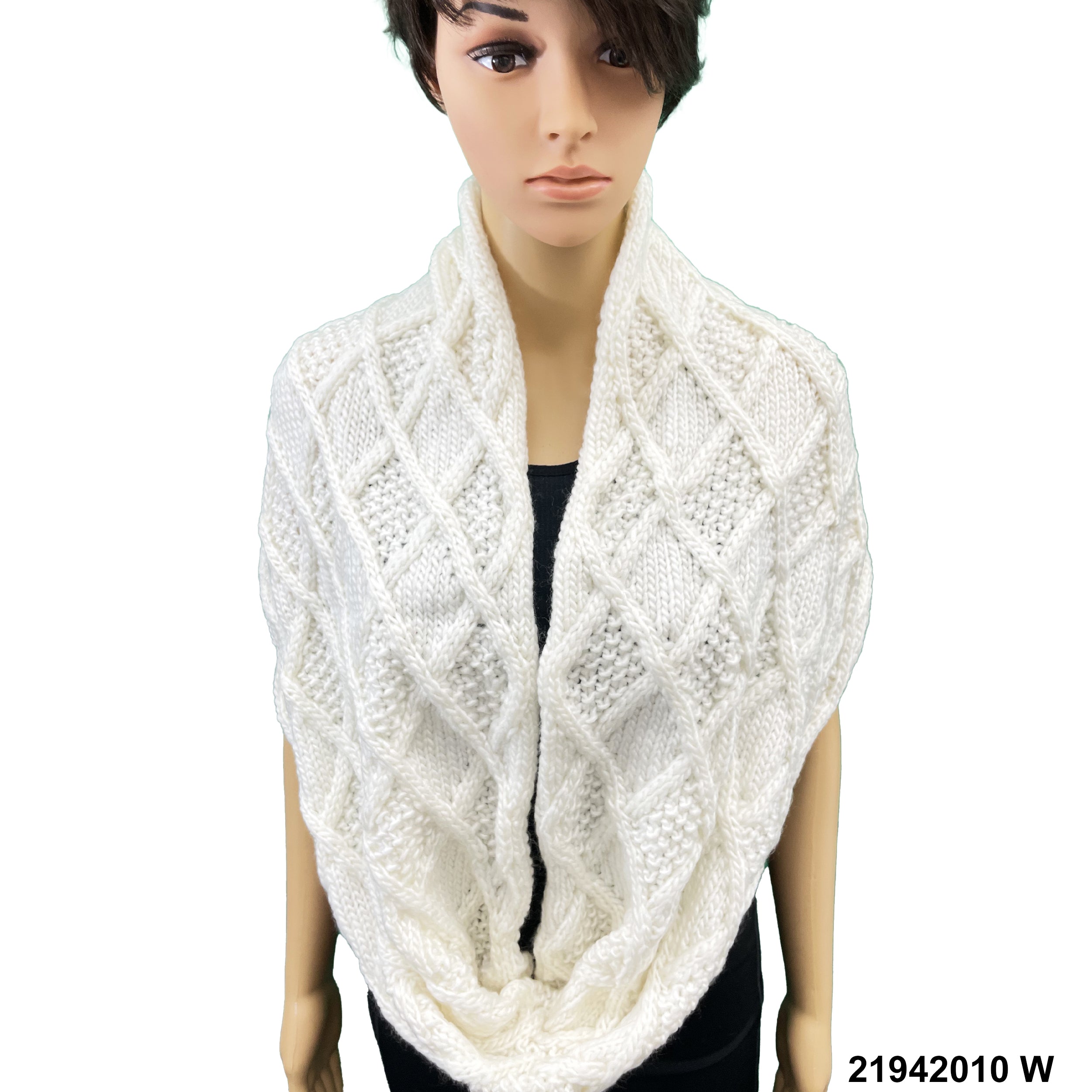 Knitted Wool Infinity Leaf Scarf 21942010 W