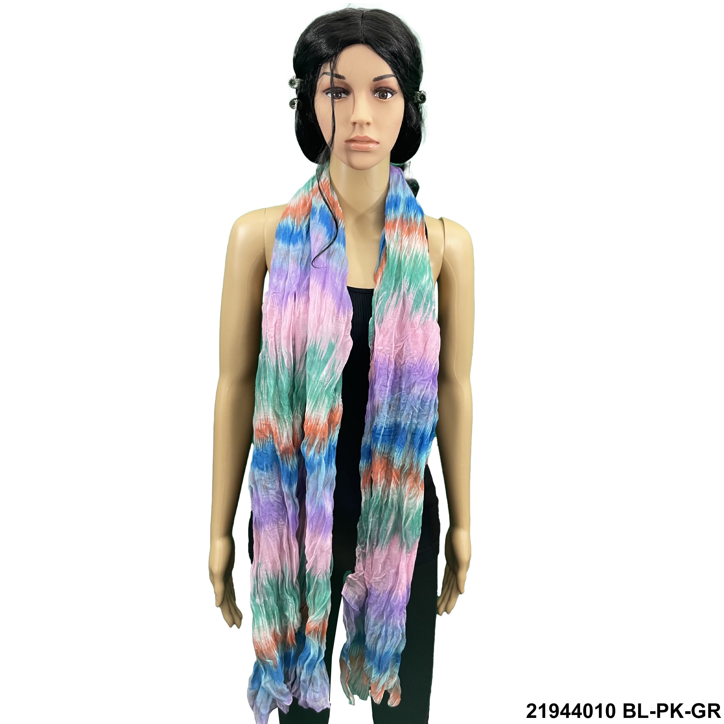 Tie Dye Print Summer Scarf 21944010 BL-PK-GR