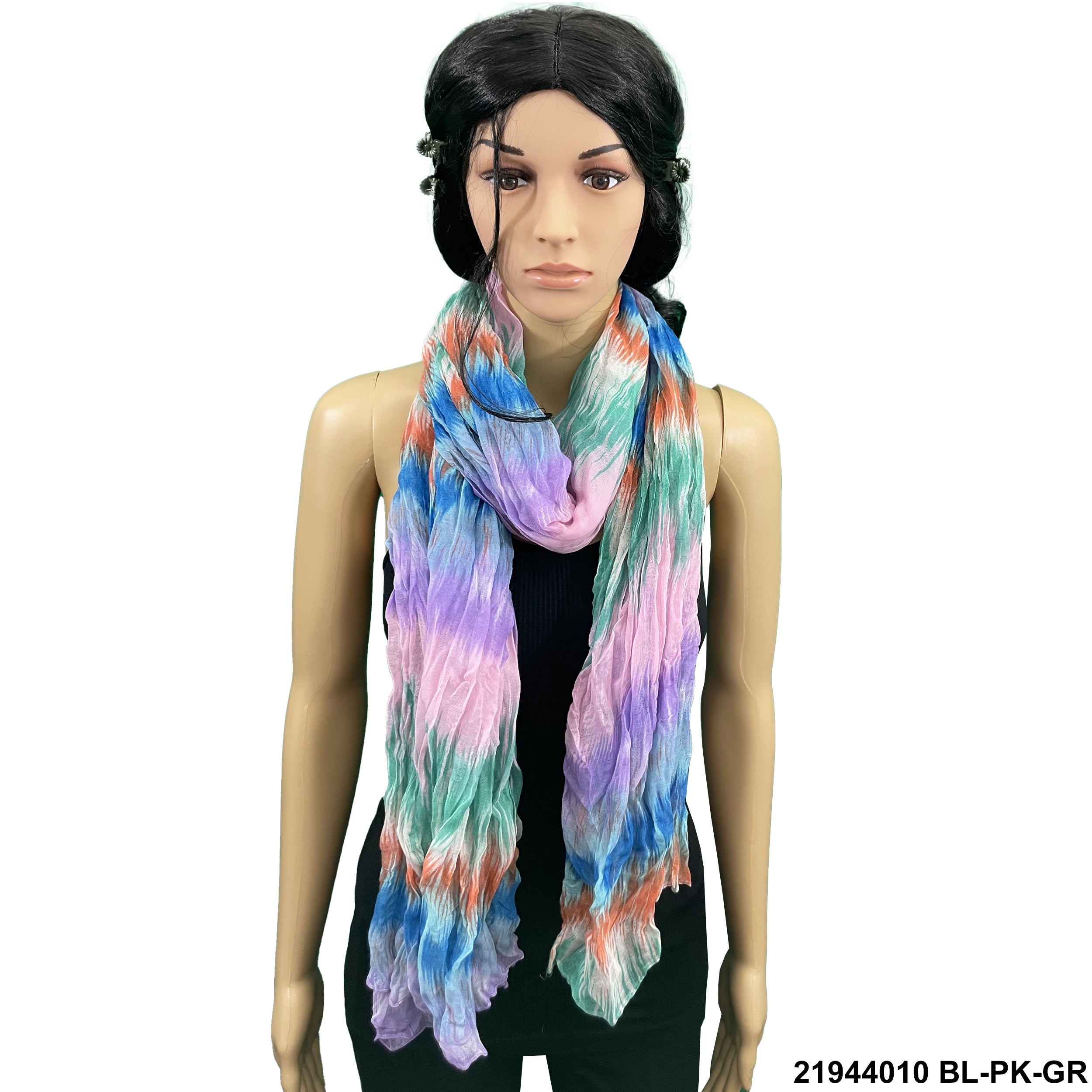 Tie Dye Print Summer Scarf 21944010 BL-PK-GR