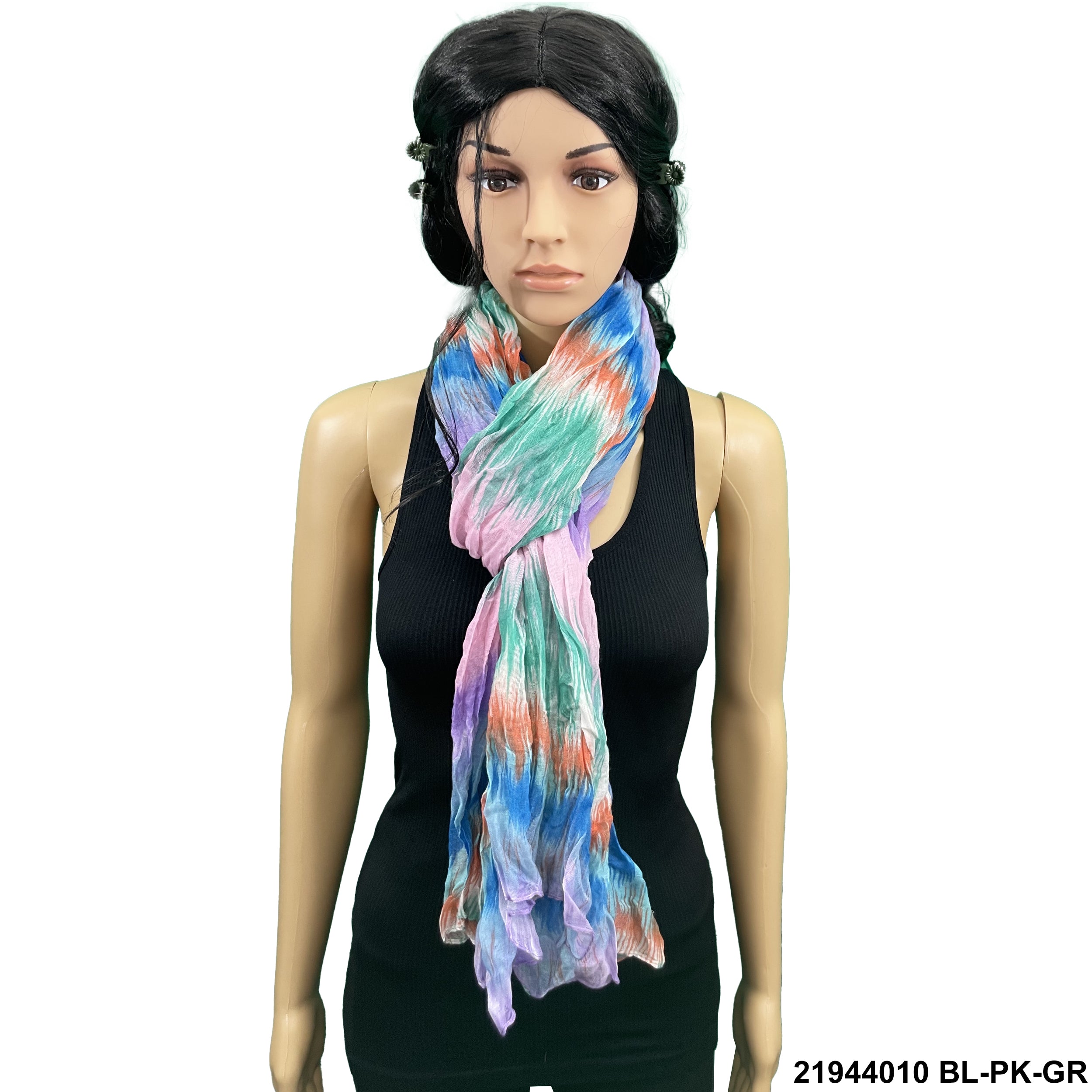 Tie Dye Print Summer Scarf 21944010 BL-PK-GR