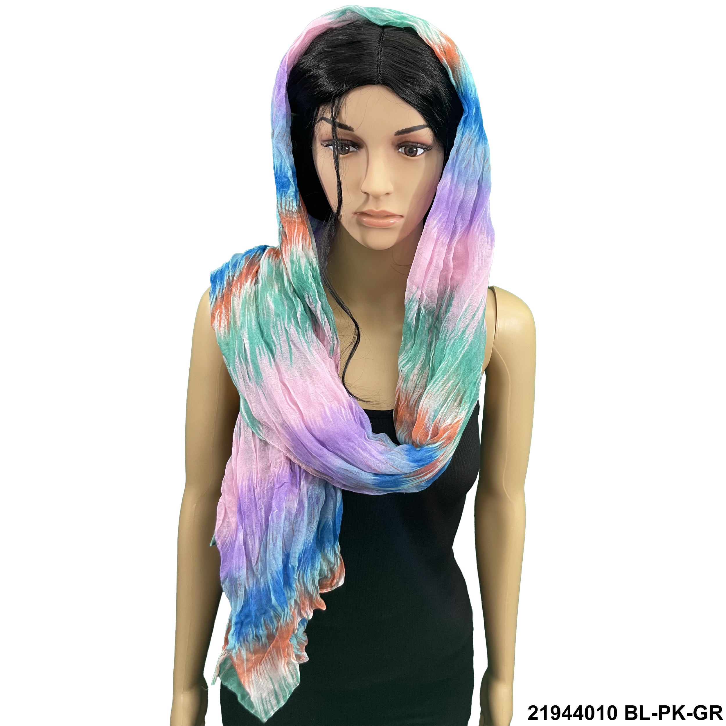 Tie Dye Print Summer Scarf 21944010 BL-PK-GR