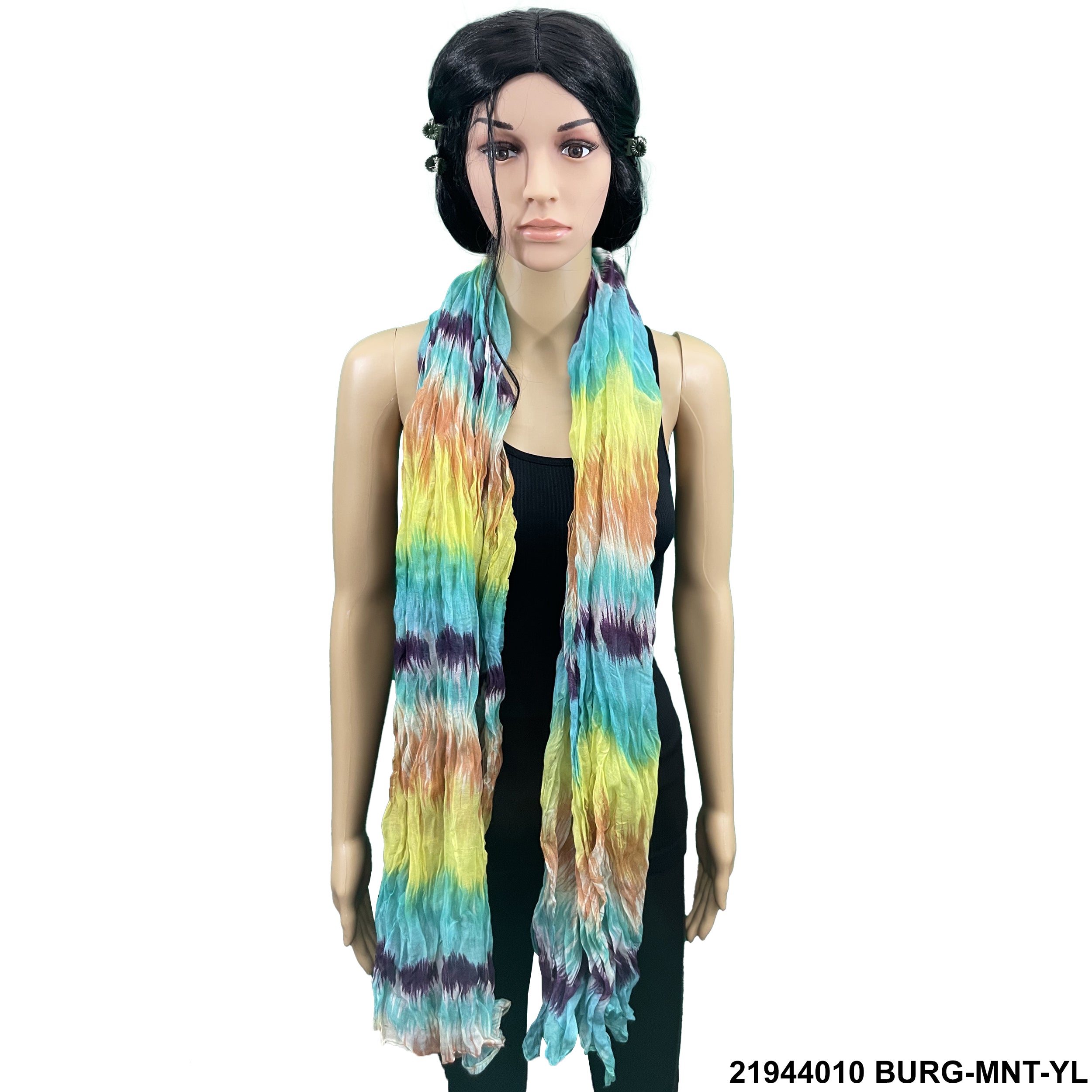 Tie Dye Print Summer Scarf 21944010 BURG-MNT-YL