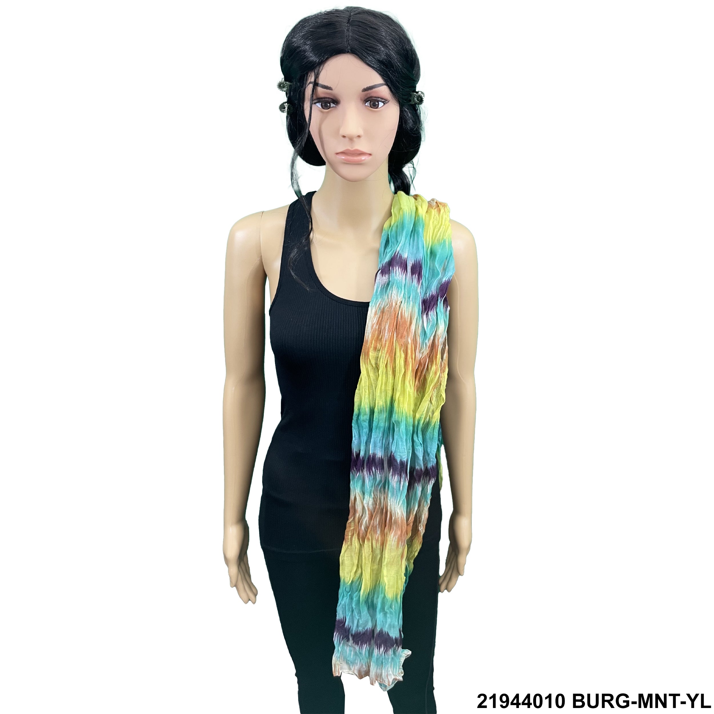 Tie Dye Print Summer Scarf 21944010 BURG-MNT-YL