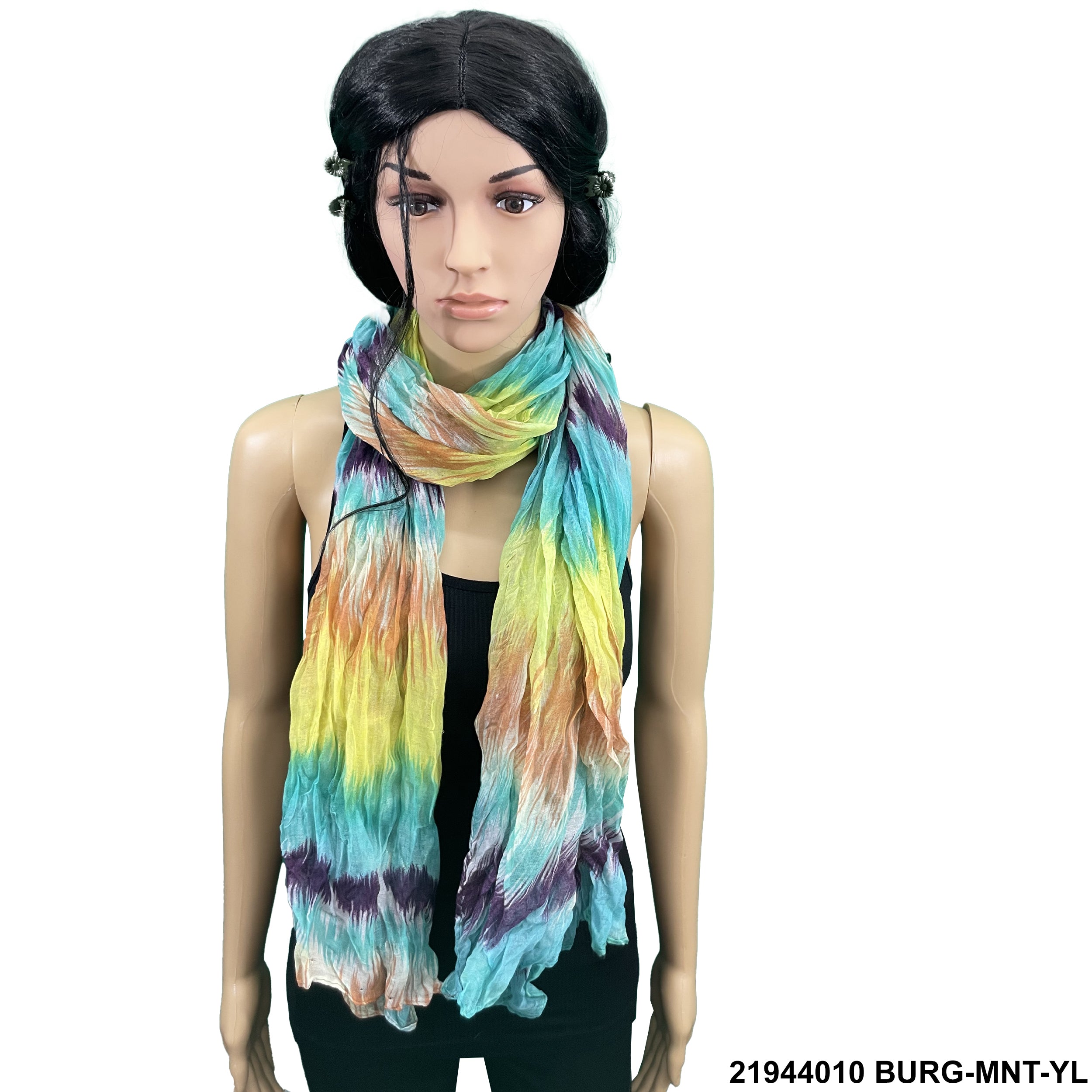 Tie Dye Print Summer Scarf 21944010 BURG-MNT-YL