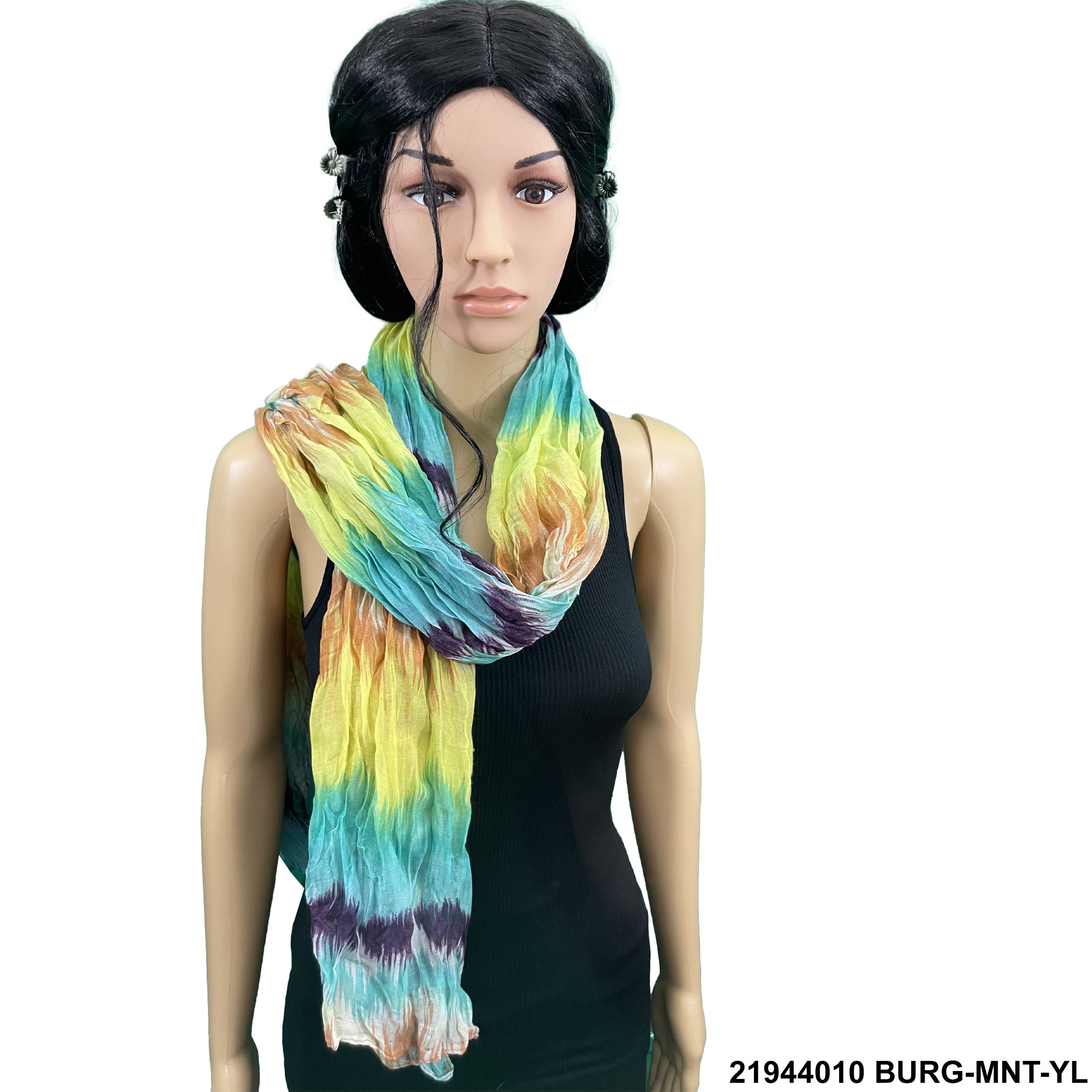 Tie Dye Print Summer Scarf 21944010 BURG-MNT-YL