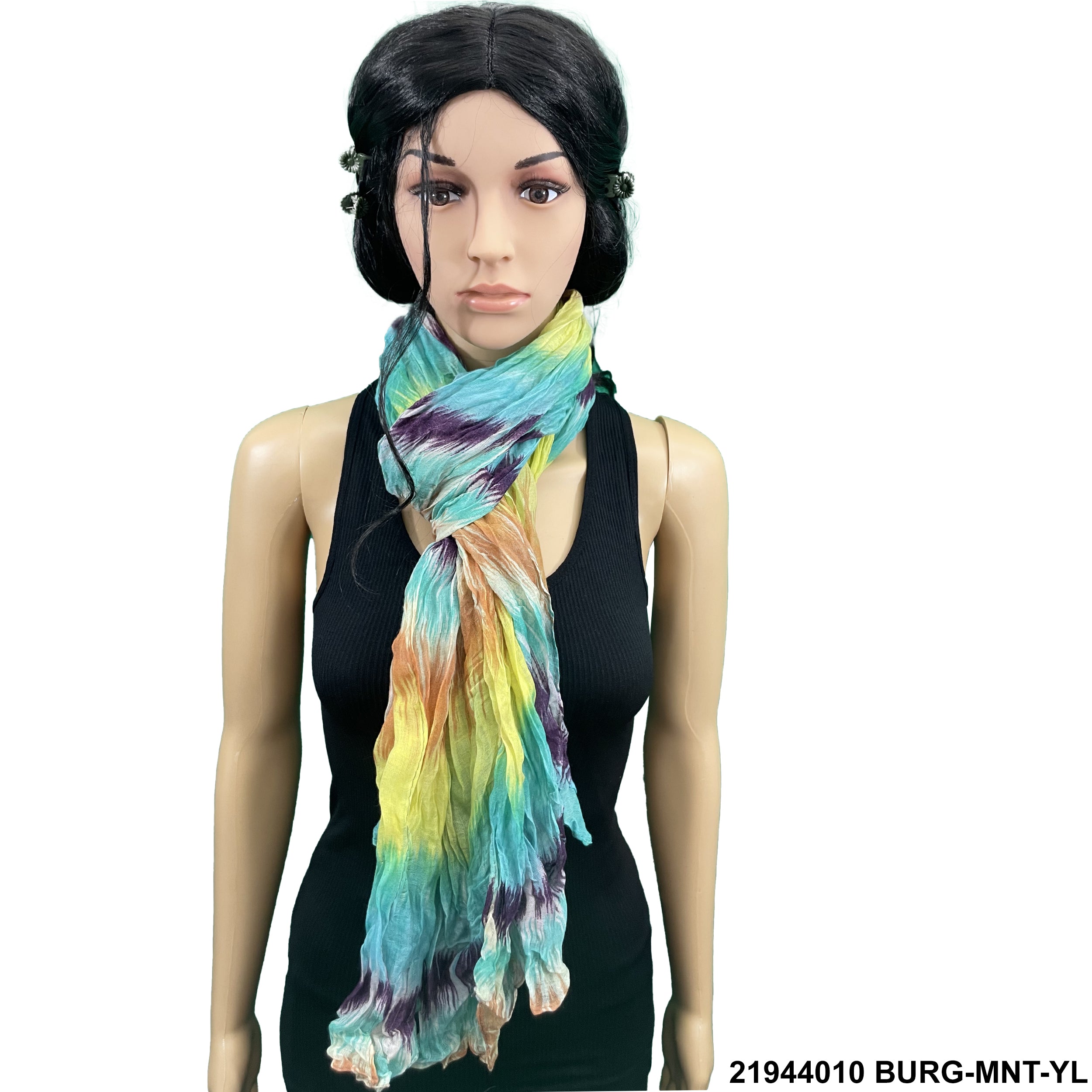 Tie Dye Print Summer Scarf 21944010 BURG-MNT-YL