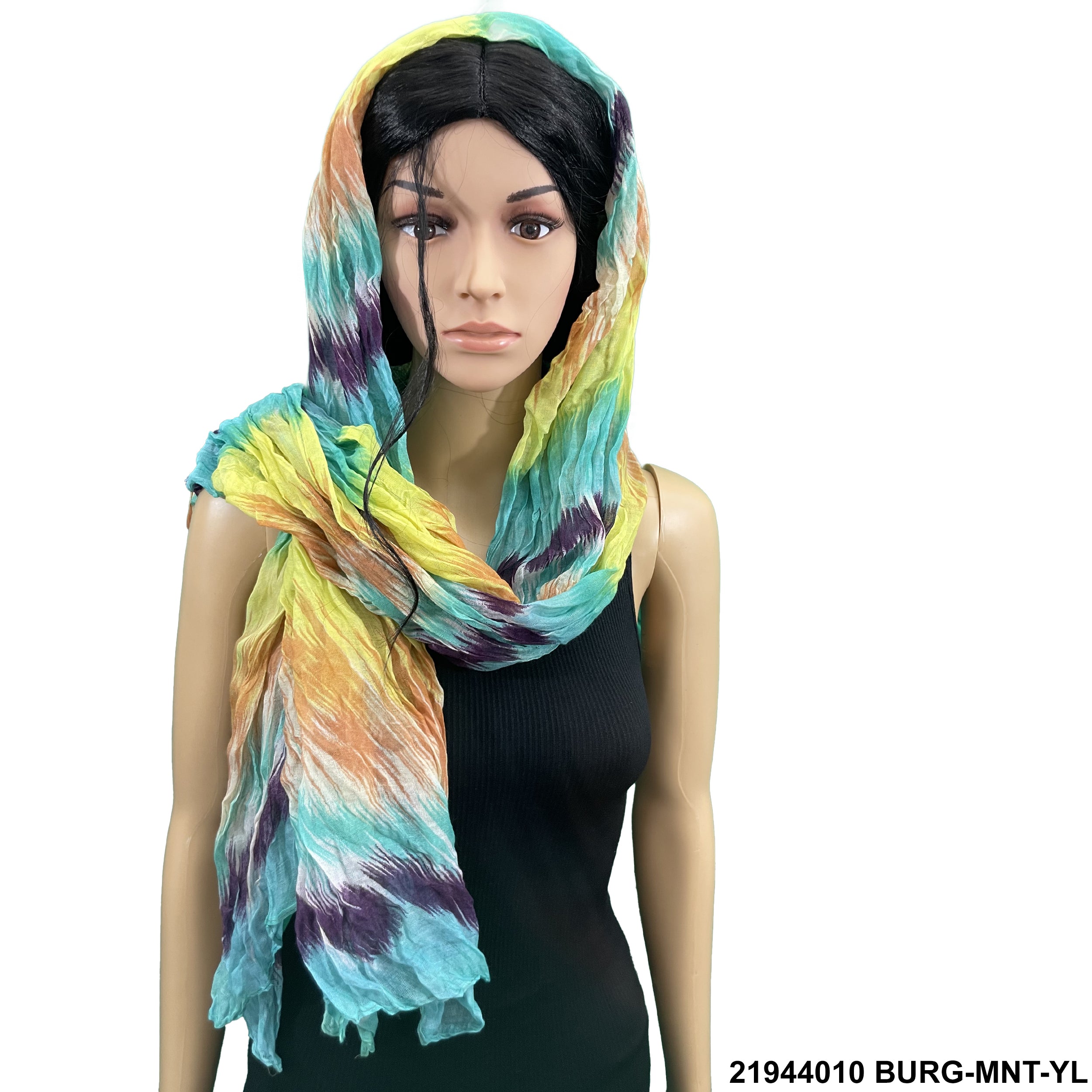 Tie Dye Print Summer Scarf 21944010 BURG-MNT-YL