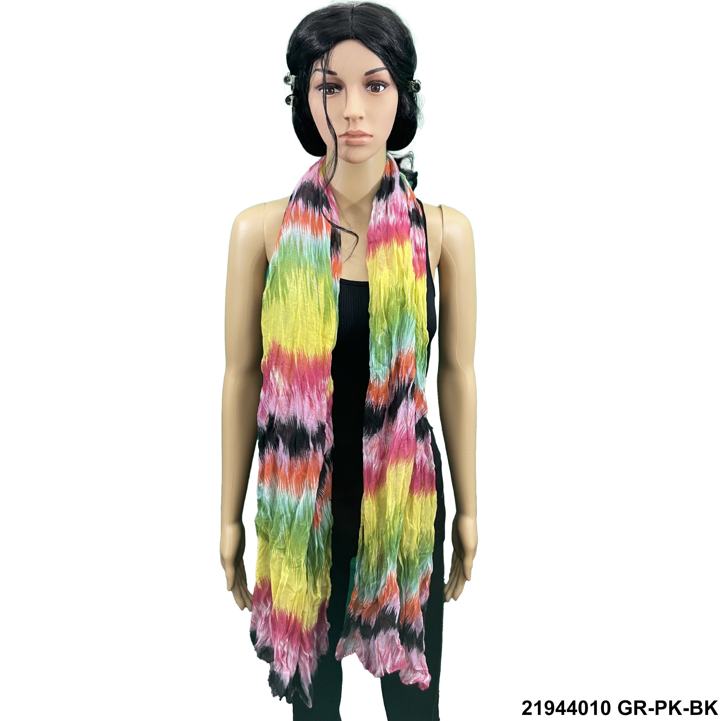 Tie Dye Print Summer Scarf 21944010 GR-PK-BK