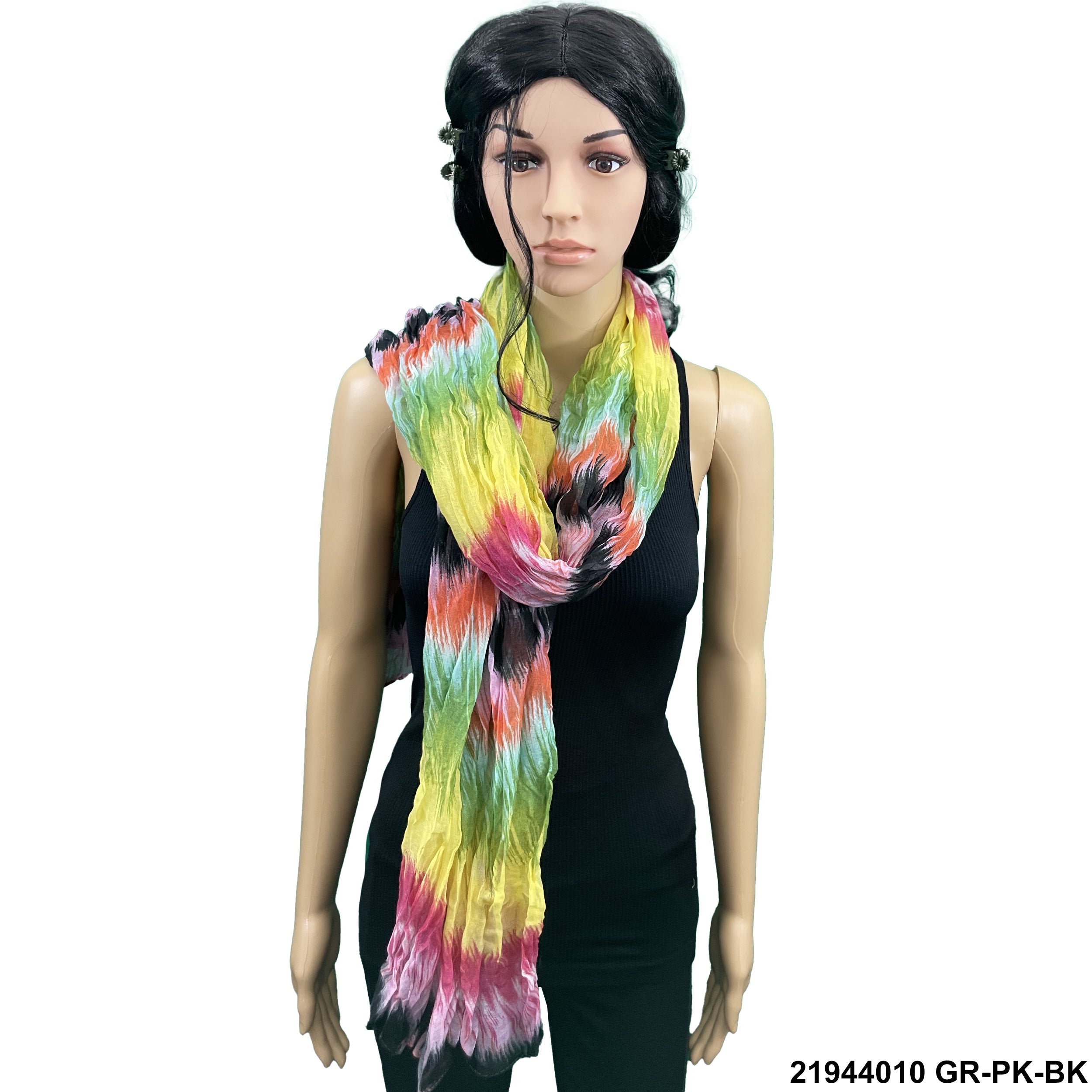 Tie Dye Print Summer Scarf 21944010 GR-PK-BK